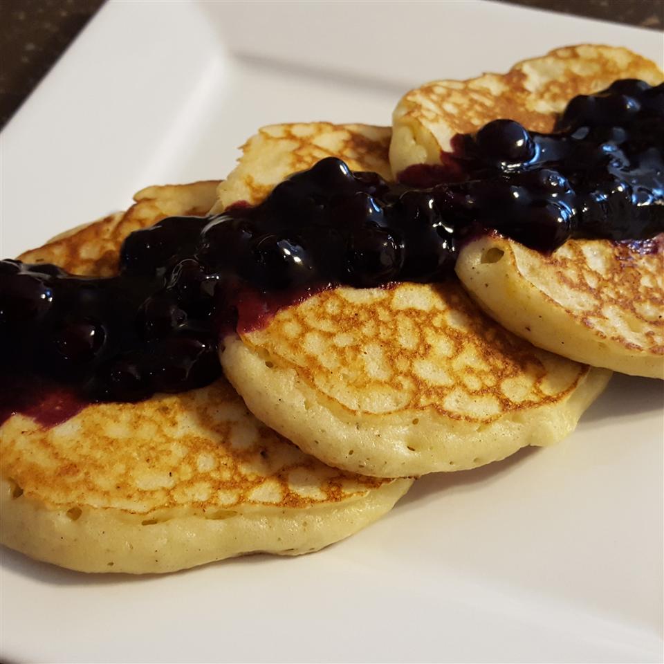 Lemon Ricotta Pancakes with Blueberry Sauce 