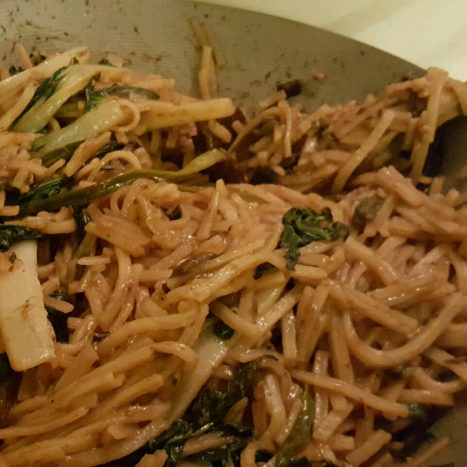 Rice Noodles with Shiitakes, Choy, and Chiles 