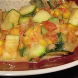 Zucchini and Corn Topped with Cheese 