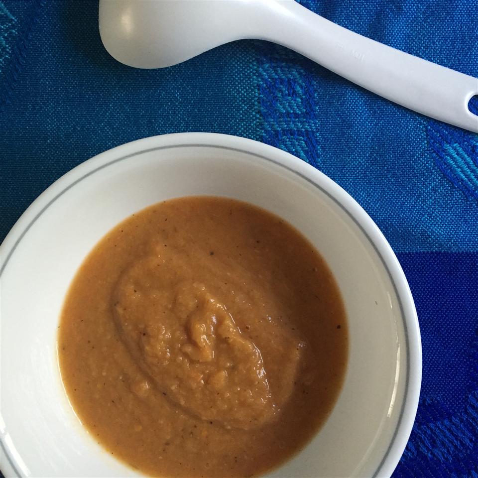 Sweet Potato, Carrot, Apple, and Red Lentil Soup 