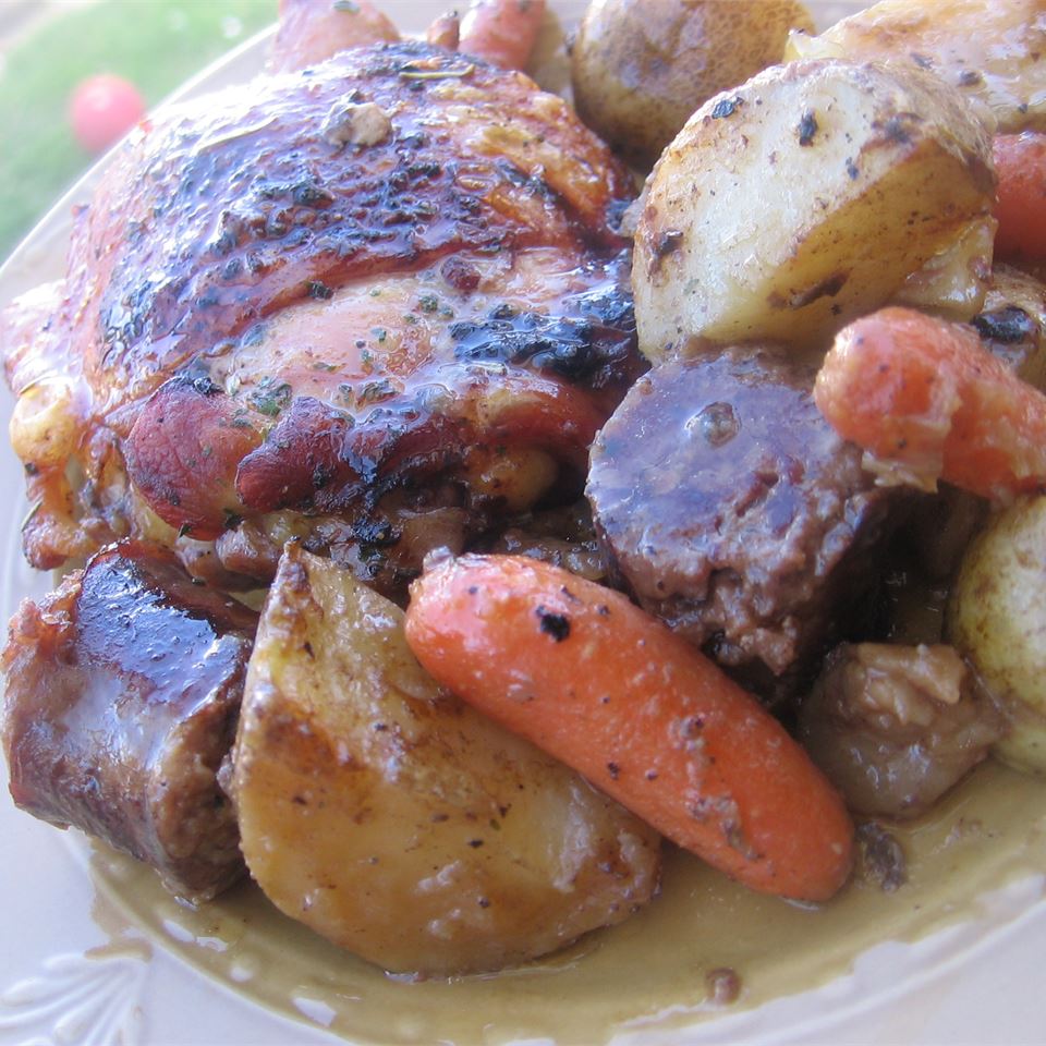 Crispy Oven-Roasted Rosemary Chicken with Sausage and Potatoes