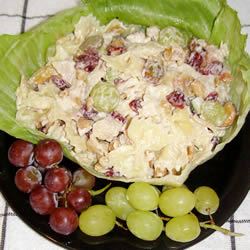 Chicken Pasta Salad with Cashews and Dried Cranberries 