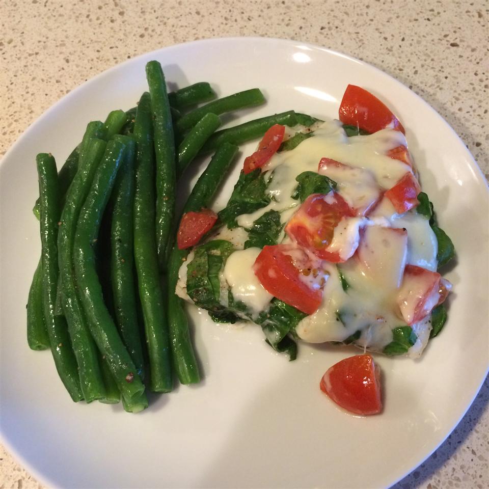 Grilled Cod with Spinach and Tomatoes 