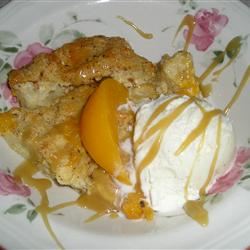 Peachy Bread Pudding with Caramel Sauce 