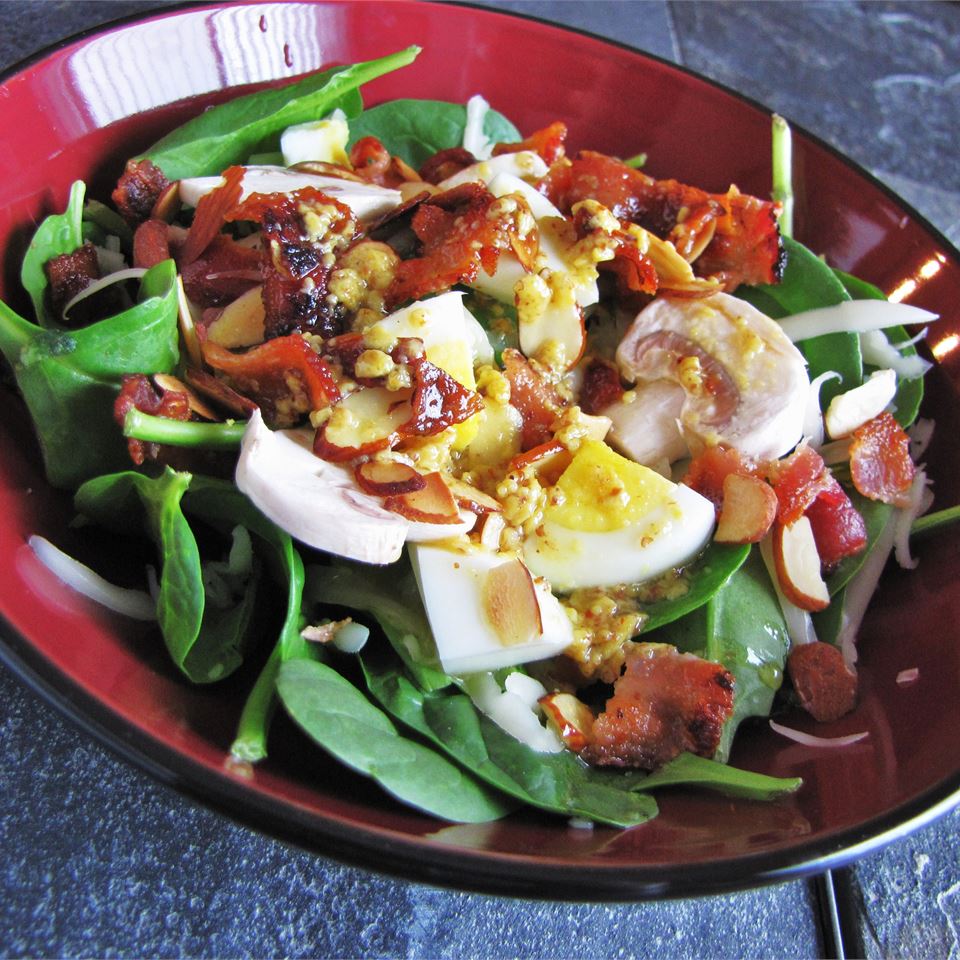 Spinach Salad with Warm Bacon-Mustard Dressing 