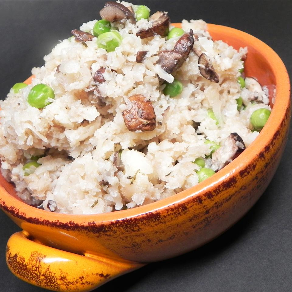 Cauliflower Risotto with Porcini Mushrooms and Peas 