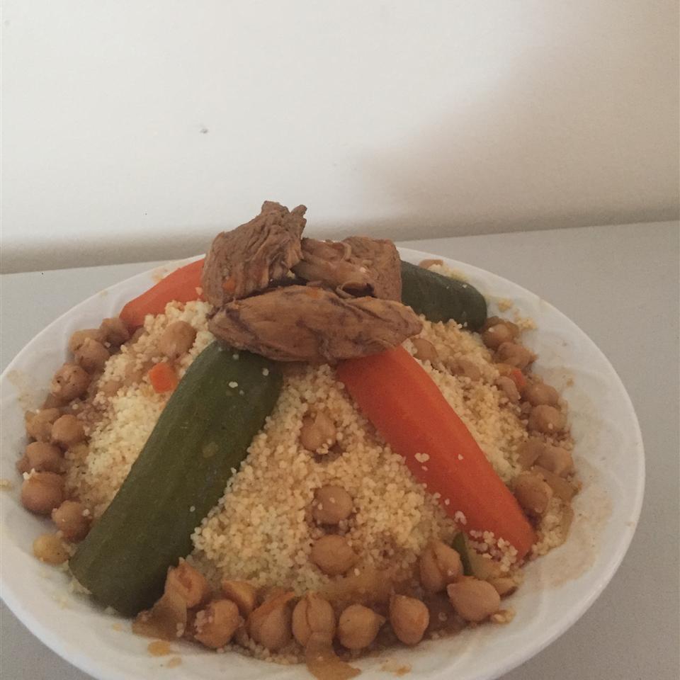 <p>In this spicy Algerian stew served over fluffy couscous, chicken simmers with mutton, root vegetables, and ras el hanout spices. "You can easily change the meats for lamb and/or merguez," says Natacha Pellerin. </p>
                          