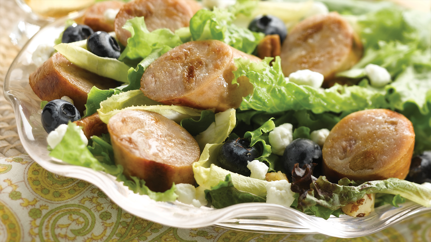 Sweet Apple Chicken Sausage, Endive, & Blueberry Salad with Toasted Pecans