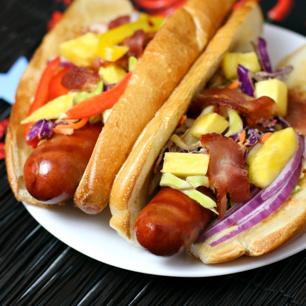 Hot Dogs with Pineapple Bacon Chipotle Slaw Culinary Envy
