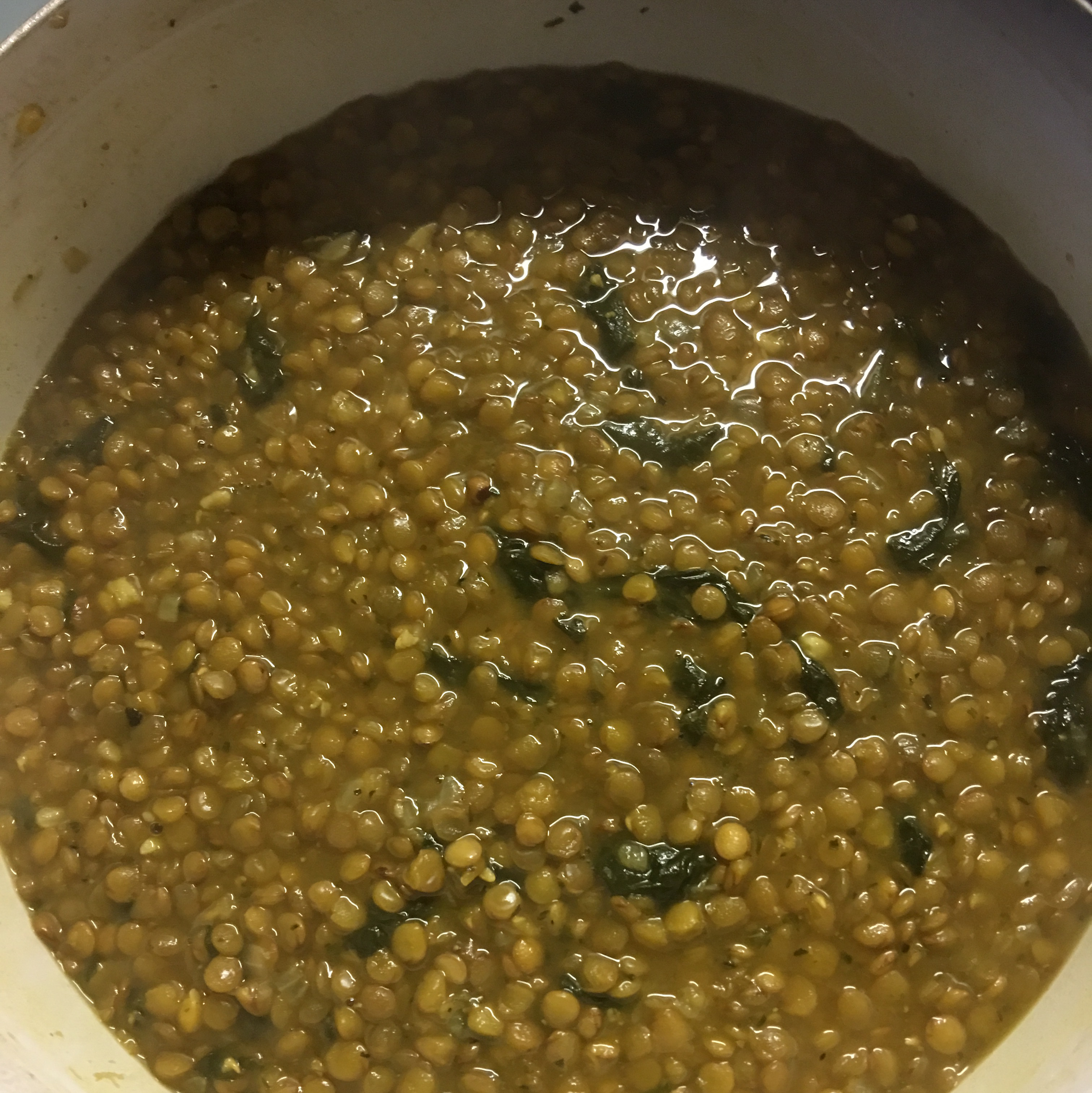 Syrian-Style Lentil and Spinach Soup