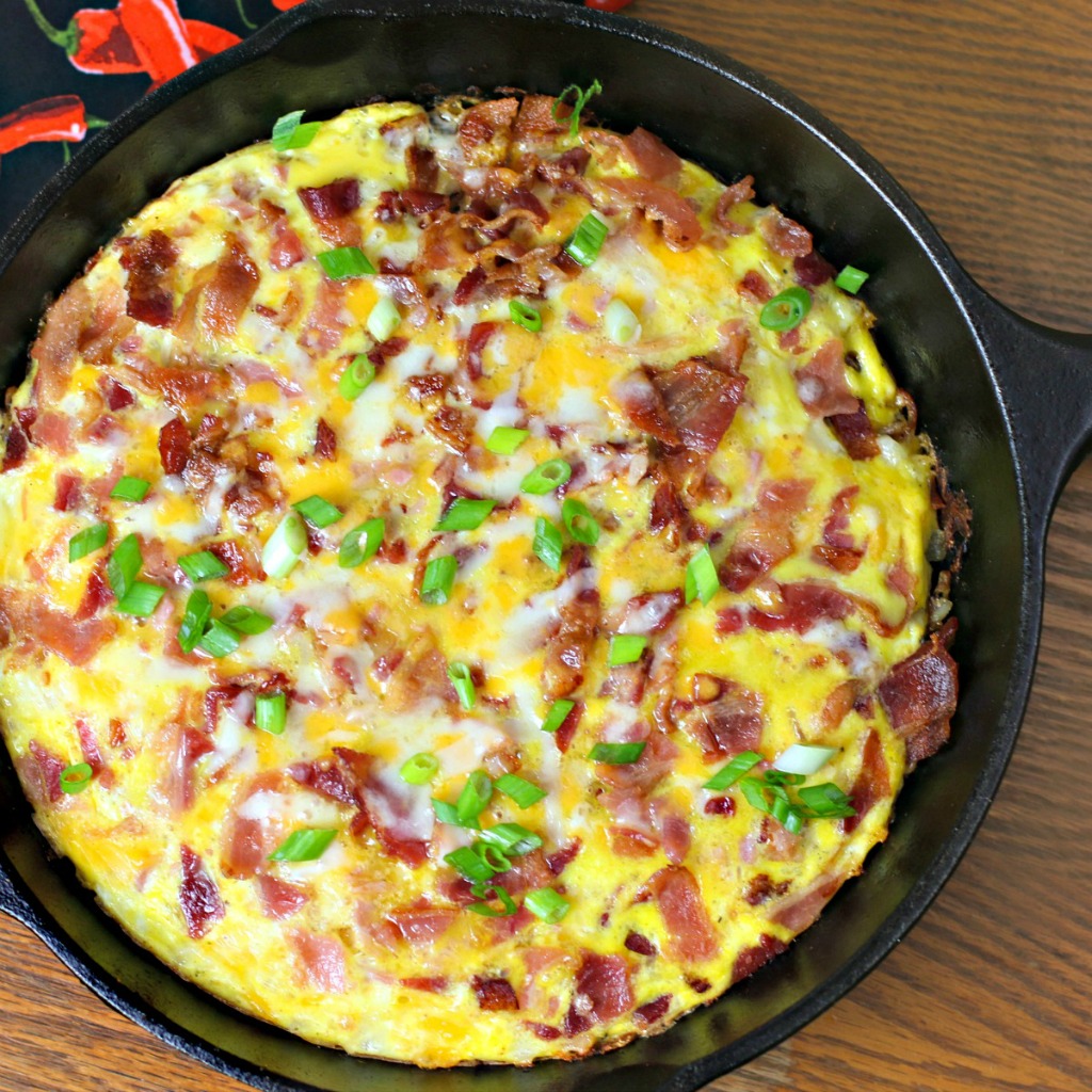 Cheesy Bacon, Sausage, and Egg Hash Brown Skillet