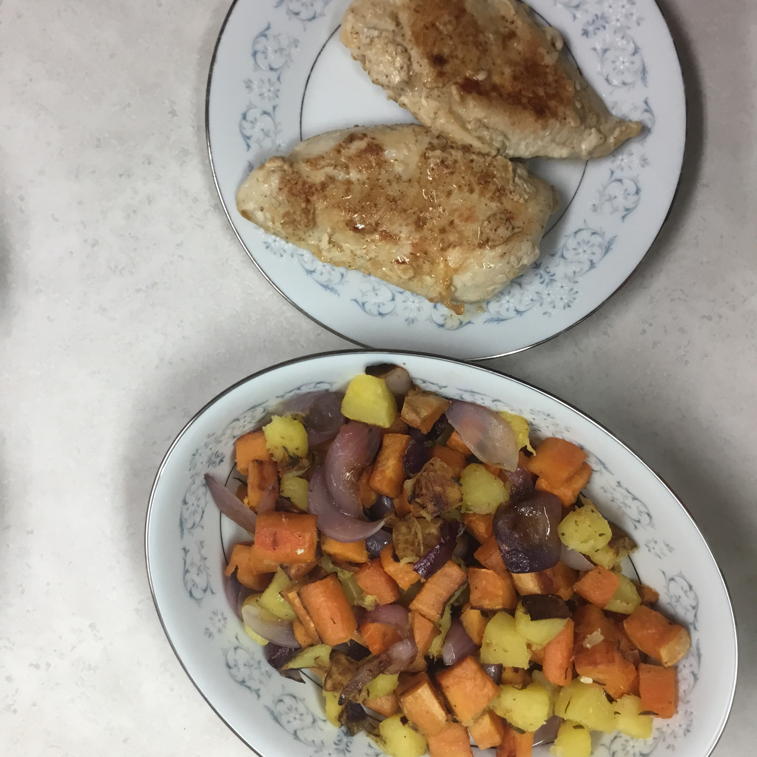 Honey-Mustard Chicken with Roasted Vegetables 