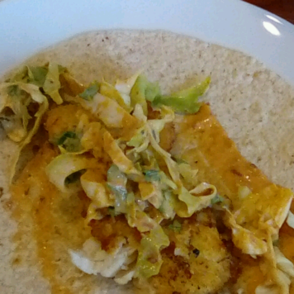 Fish Tacos with Honey-Cumin Cilantro Slaw and Chipotle Mayo 