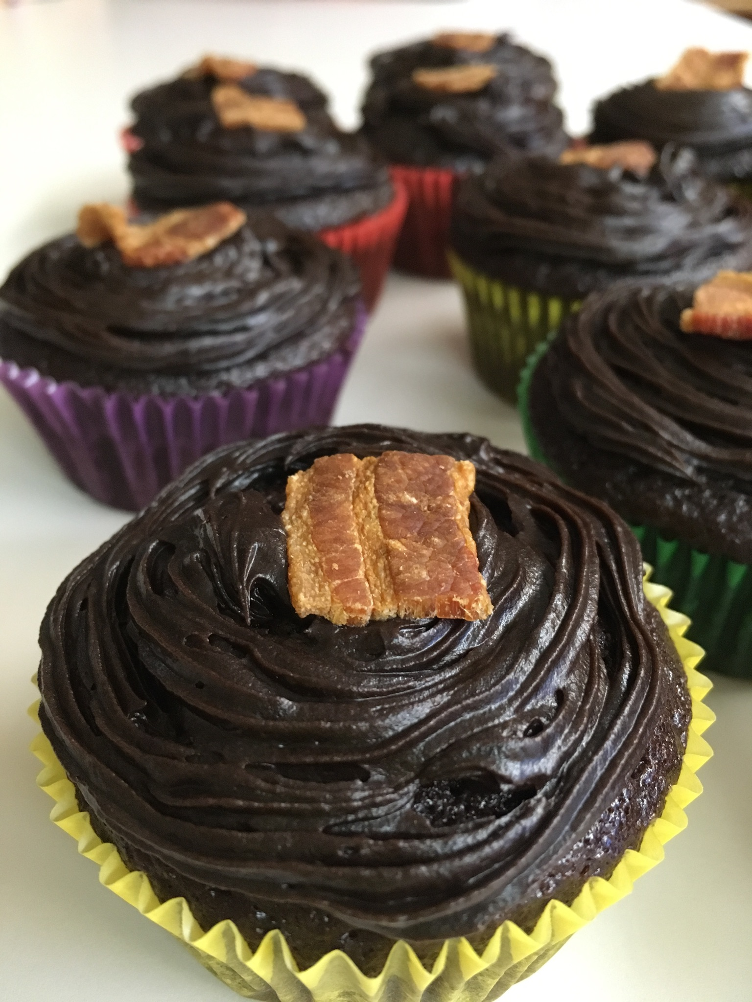 Dark Chocolate Bacon Cupcakes 