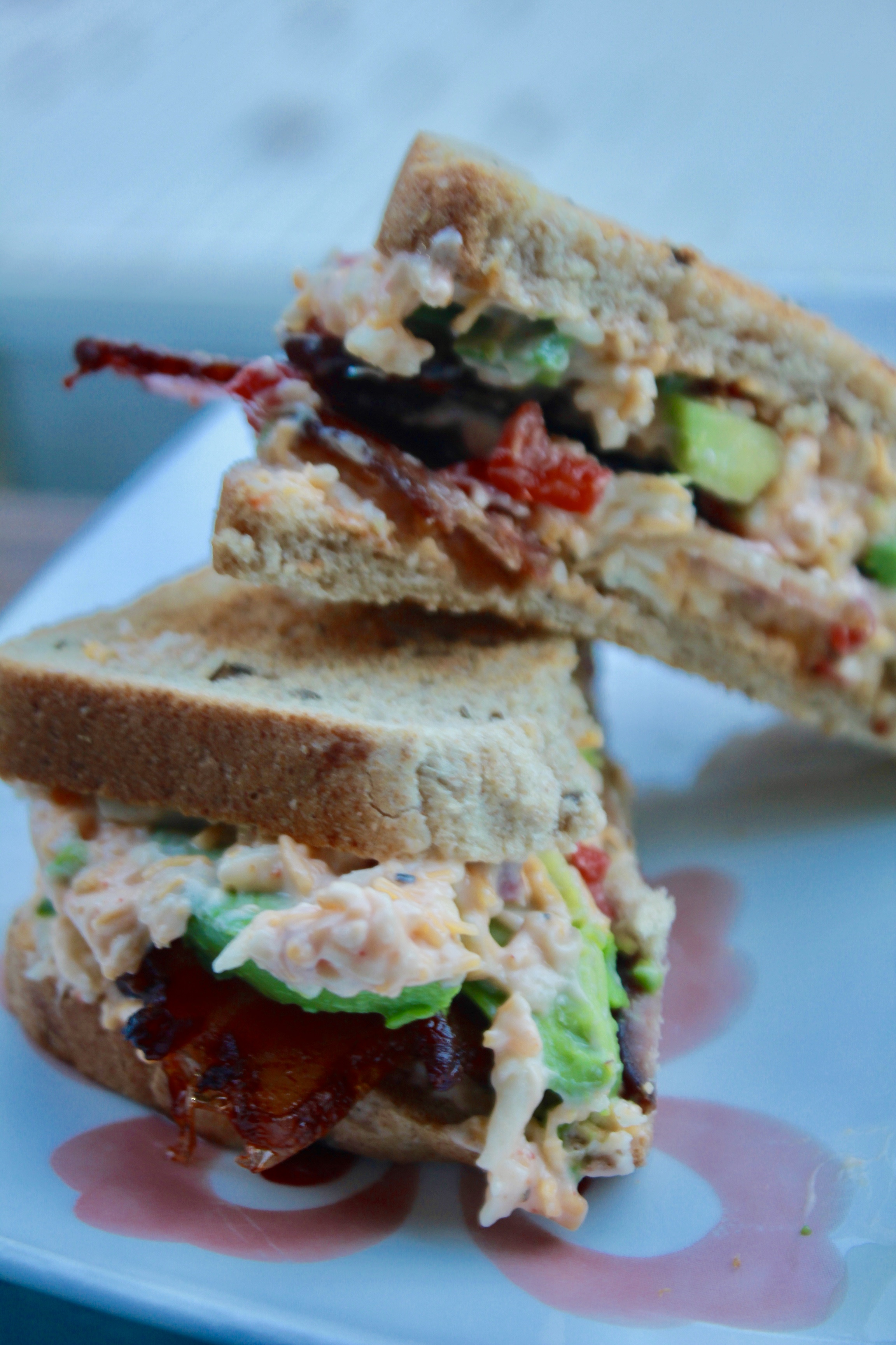 Spicy Pimento Cheese Sandwiches with Avocado and Bacon