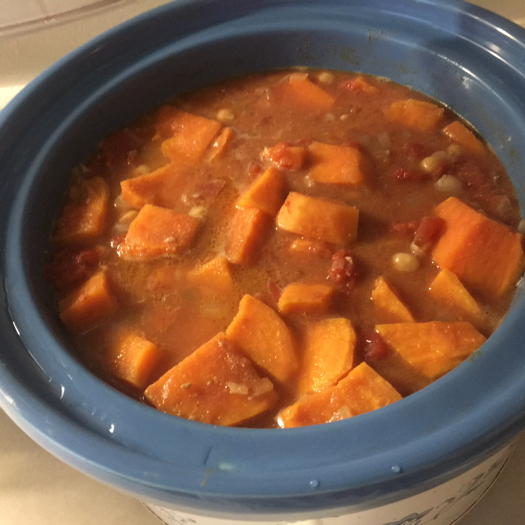 <p>This slow-cooked sweet potato and chickpea stew with green beans, fresh jalapeno peppers, and a little peanut butter is perfect for a hearty, healthy weeknight dinner. "This wonderfully slightly spicy stew is true comfort food of the highest order," raves fluffy-not-fat. "Great with sauteed greens!"</p>
                          <p> </p>
                          