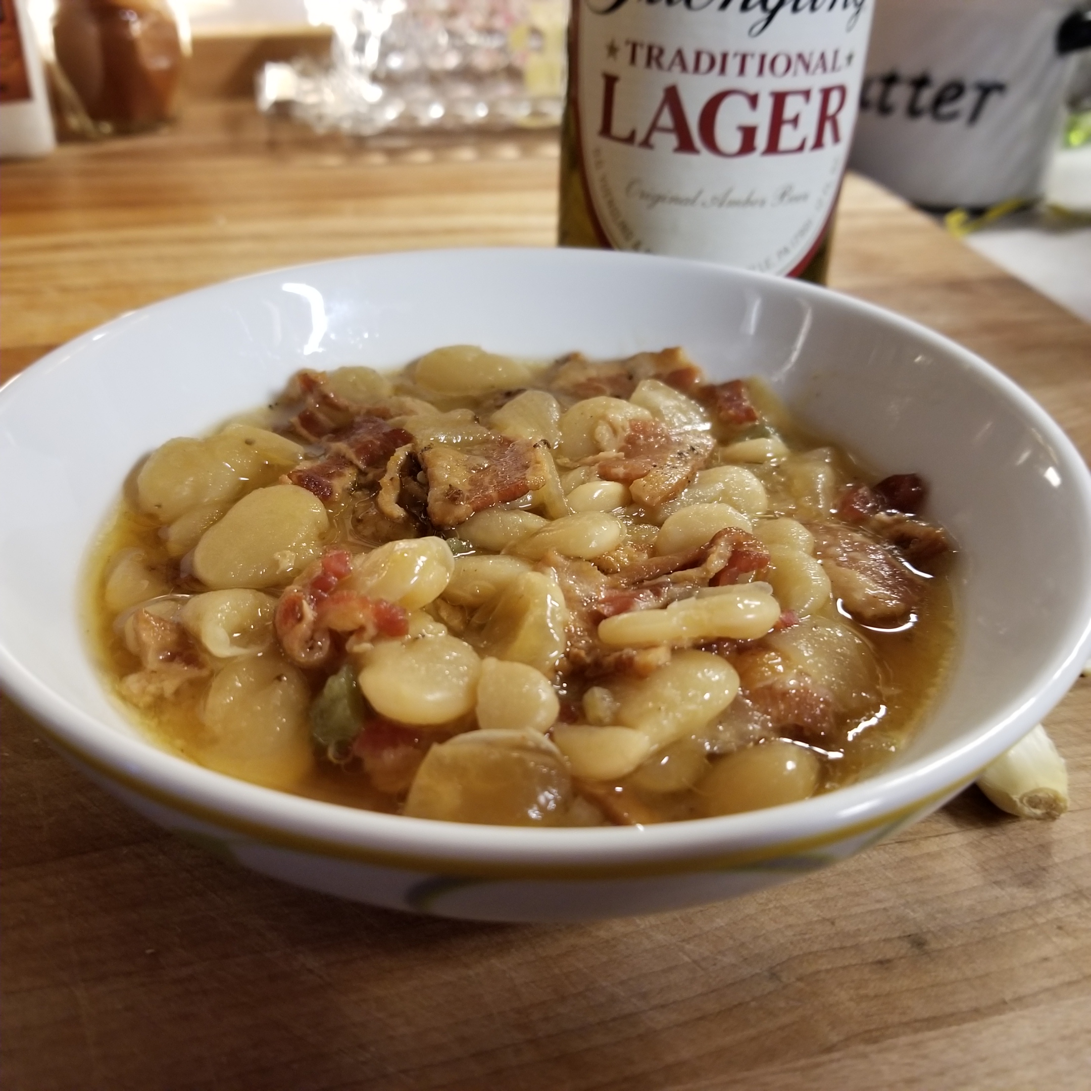 Pressure Cooker Butter Beans with Beer and Bacon Rosey