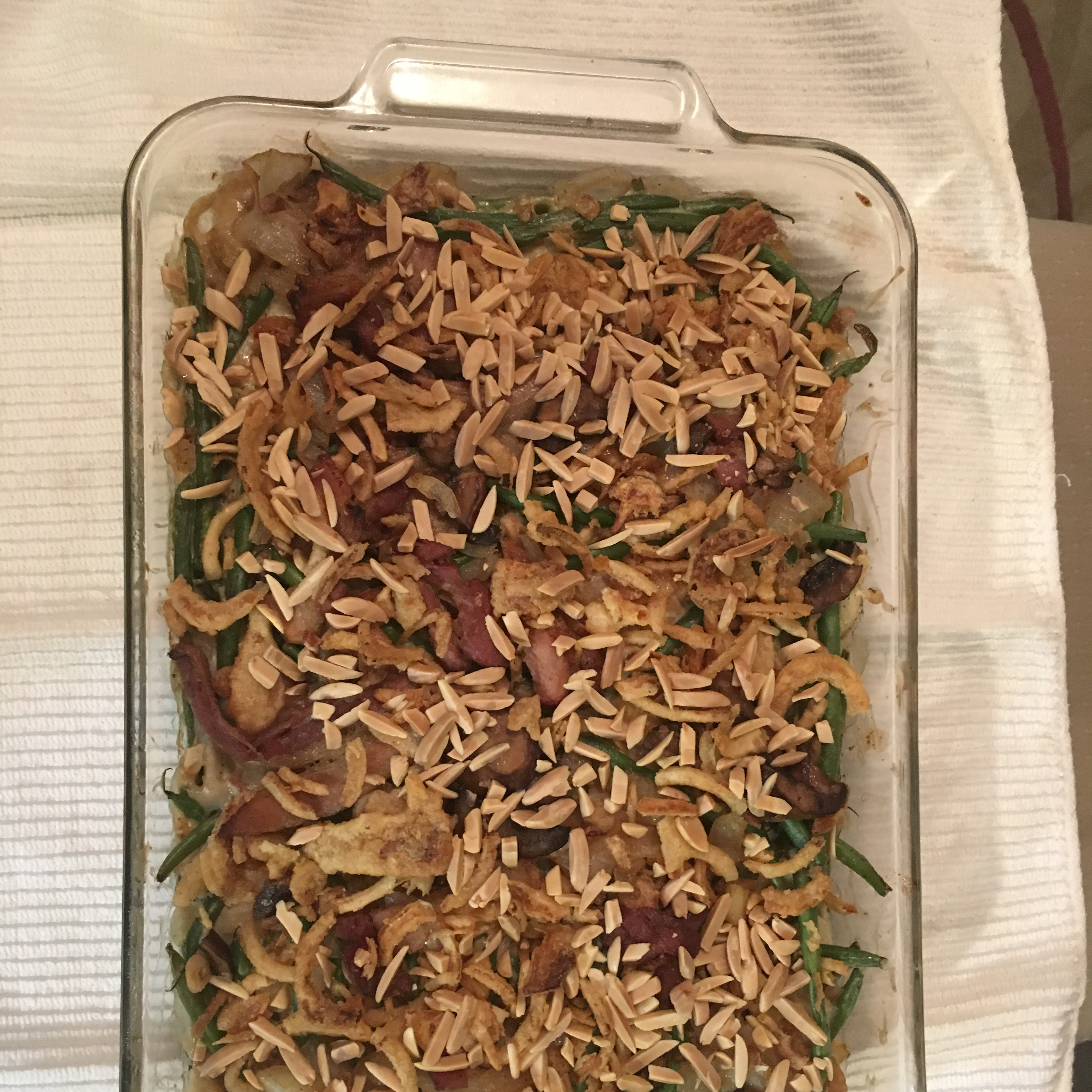 Green Bean Casserole with Bacon and Toasted Almonds 