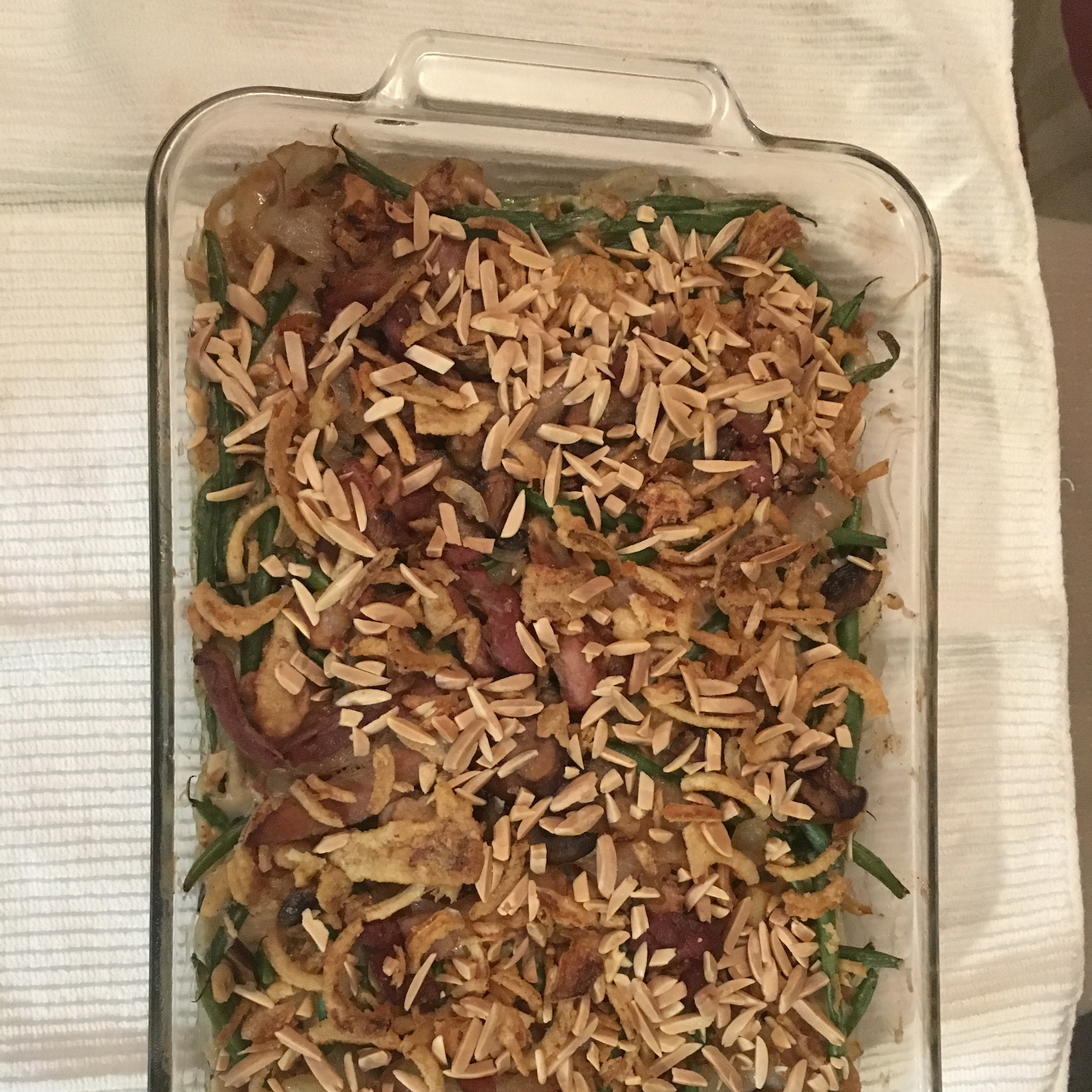 Green Bean Casserole with Bacon and Toasted Almonds 