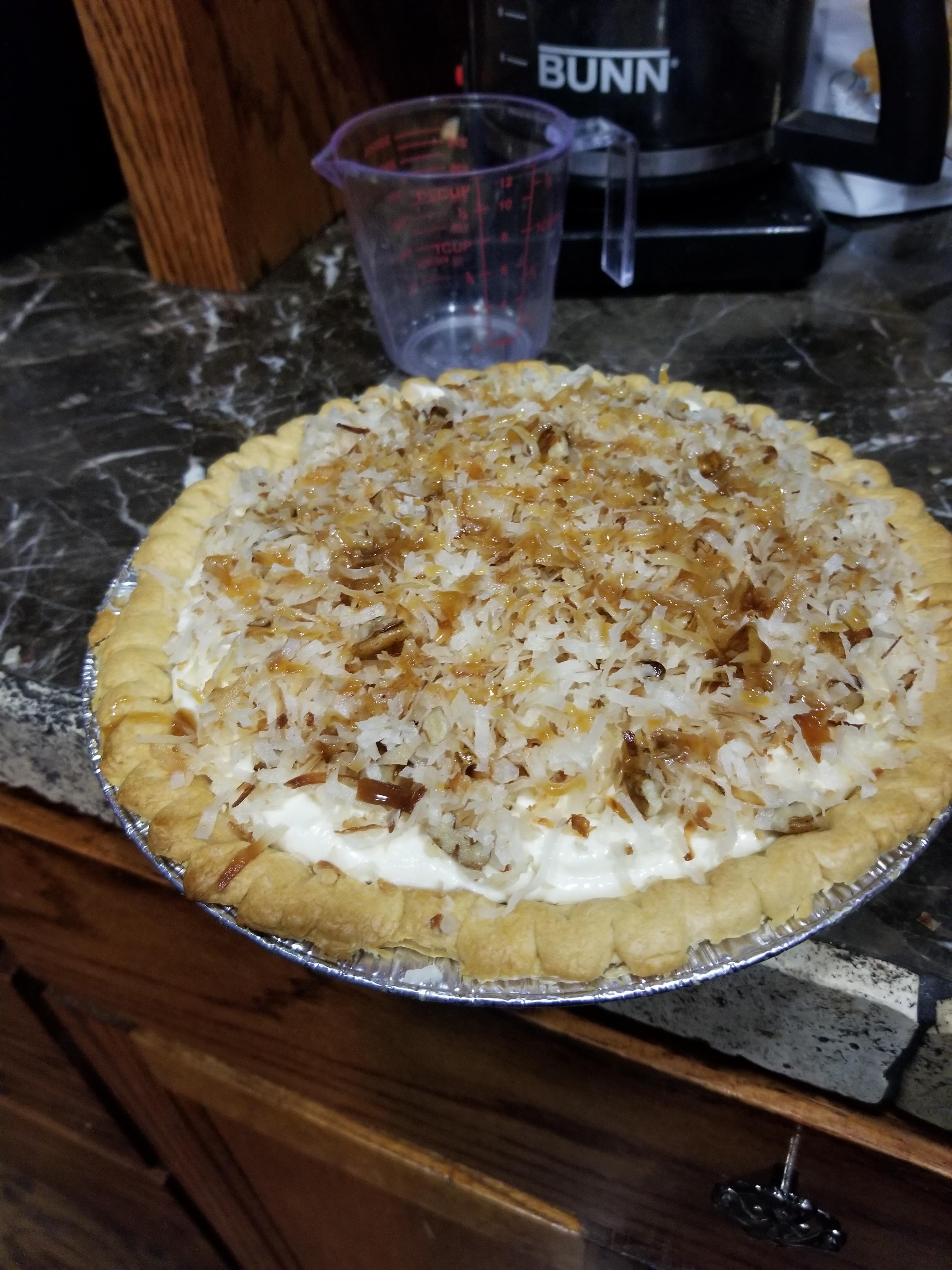 Toasted Coconut, Pecan, and Caramel Pie 