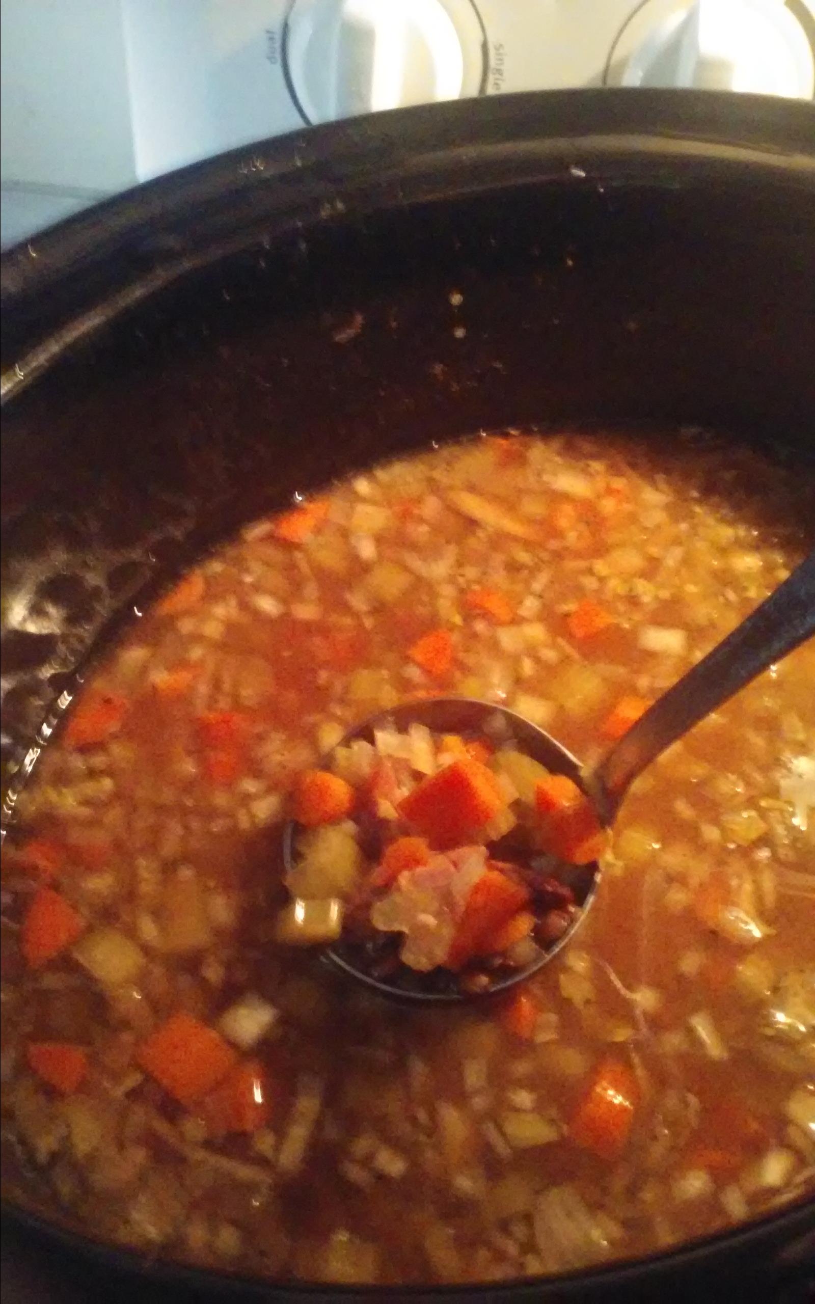 Slow Cooker Lentil and Ham Soup 