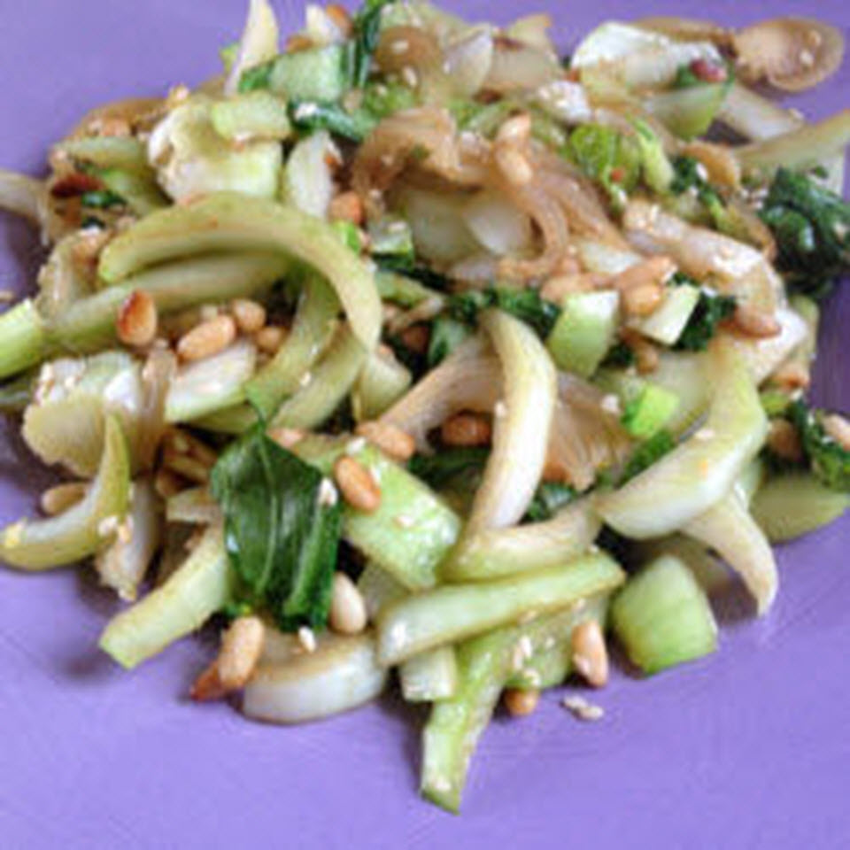 Bok Choy with Pine Nuts and Sesame Seeds