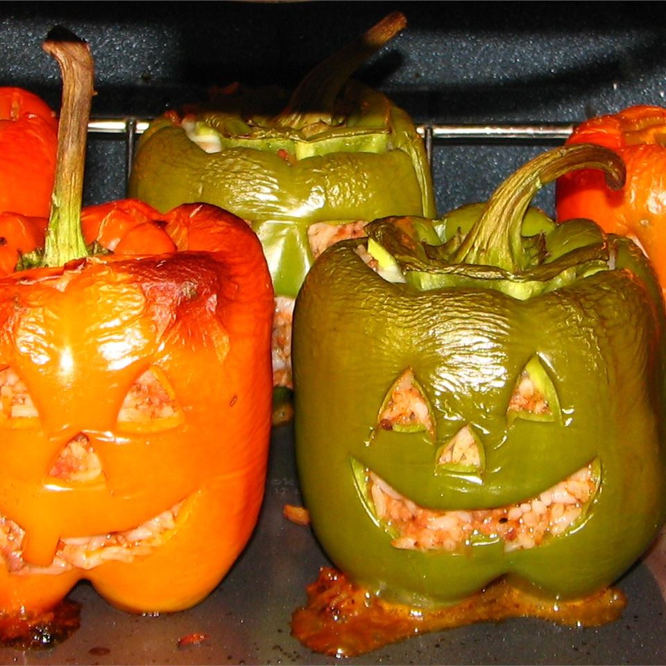Stuffed Jack-O-Lantern Bell Peppers 
