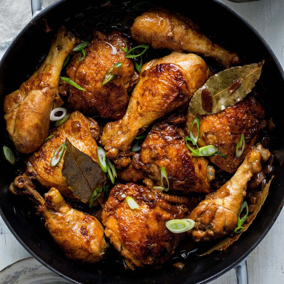 <p>Perhaps the most famous dish in the Filipino repertoire, chicken adobo has as many versions as there are cooks in the Philippines. Some recipes omit garlic, others add coconut milk, some feature brothy sauce, and others reduce that liquid to an intense glaze. Try this healthy recipe first (with plenty of white rice), then the next time around, go wild.</p>
                          