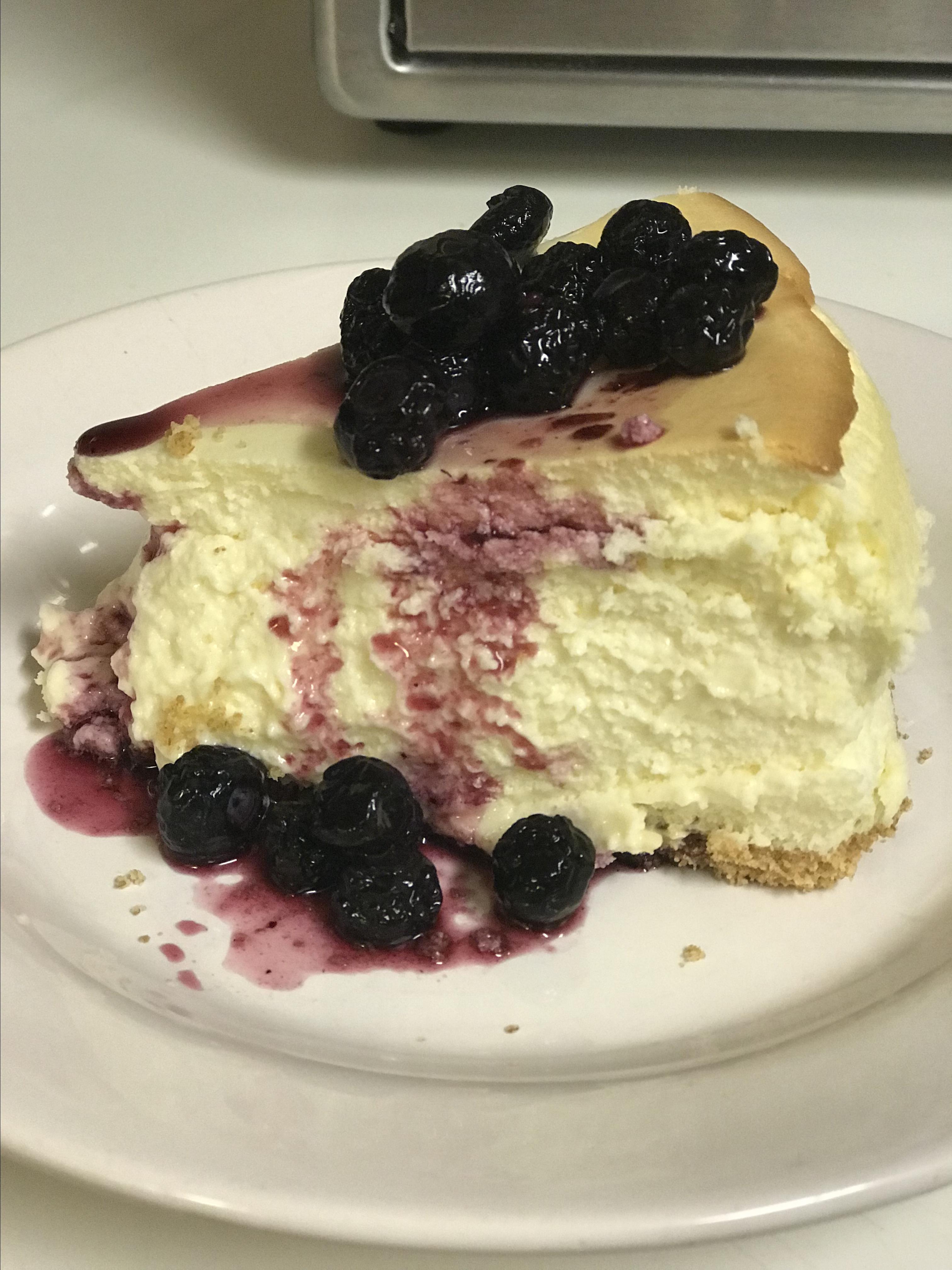 Lemon Souffle Cheesecake with Blueberry Topping 