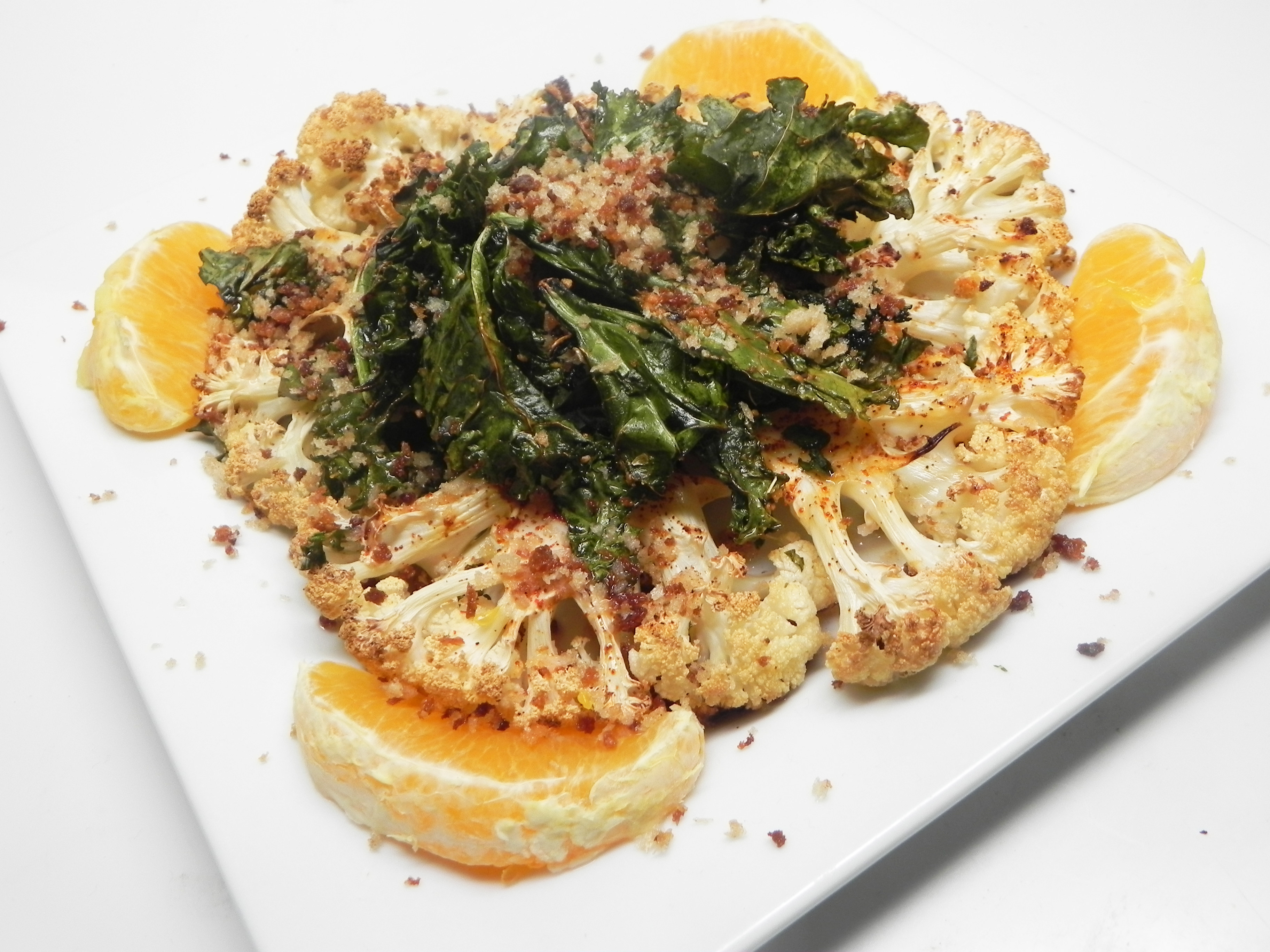 Roasted Cauliflower with Kale Chips and Citrus Soup Loving Nicole