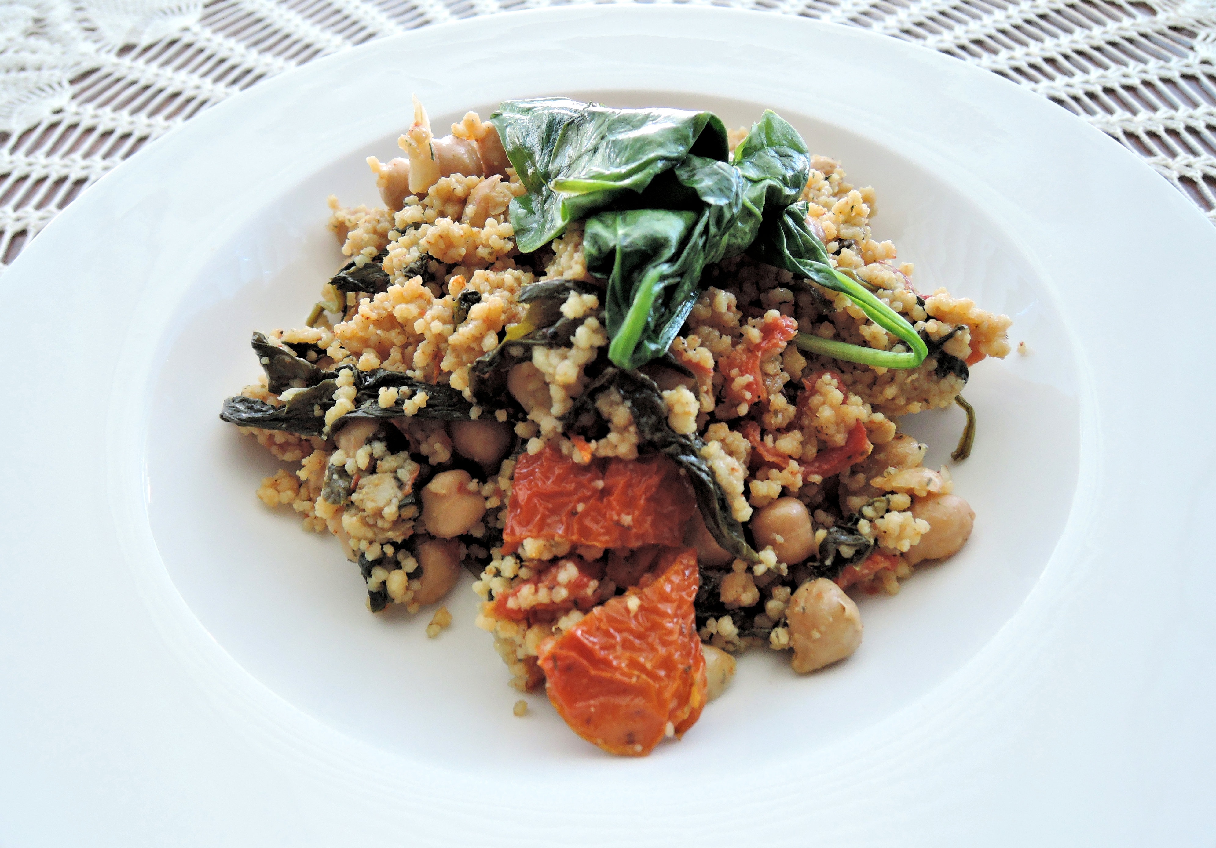 Curried Couscous with Spinach and Chickpeas