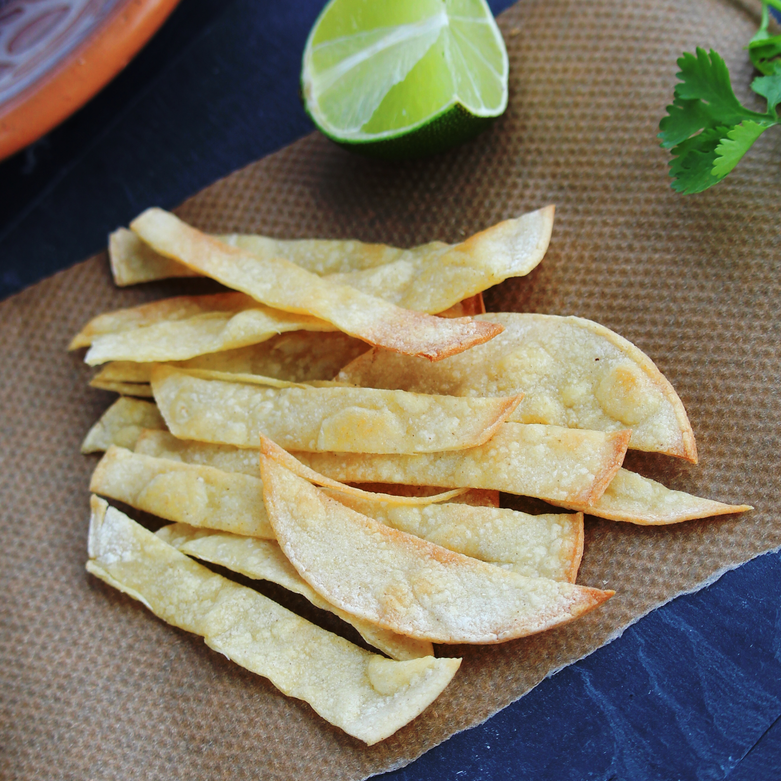 Baked Corn Tortilla Strips for Mexican Soups