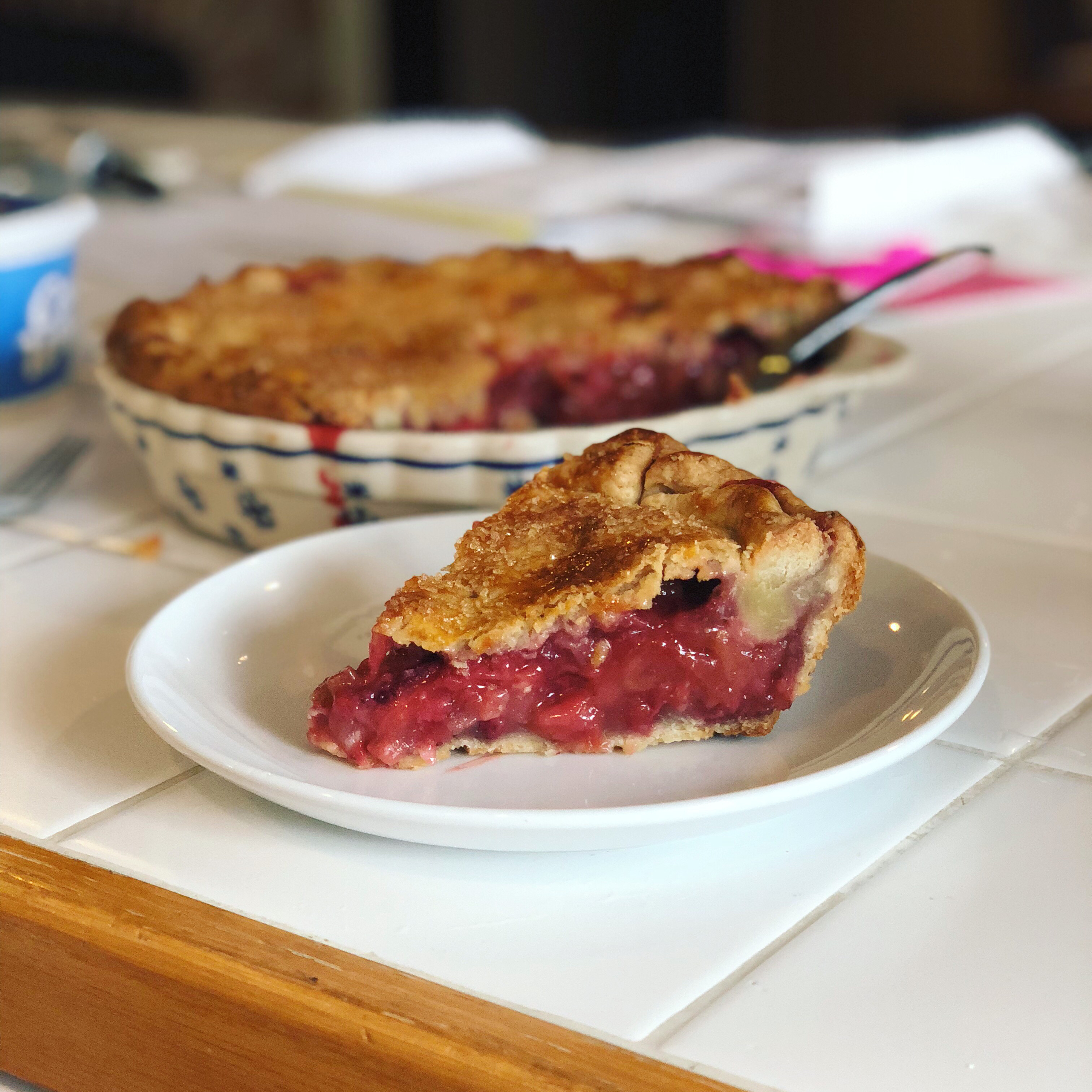 <p>The trick to this pie's flavor is letting the rhubarb "marinate" in sugar to bring out its flavor. Give the pie enough time to sit so the filling can settle; the juice will thicken overnight, so this is best prepared a day in advance. </p>
                          