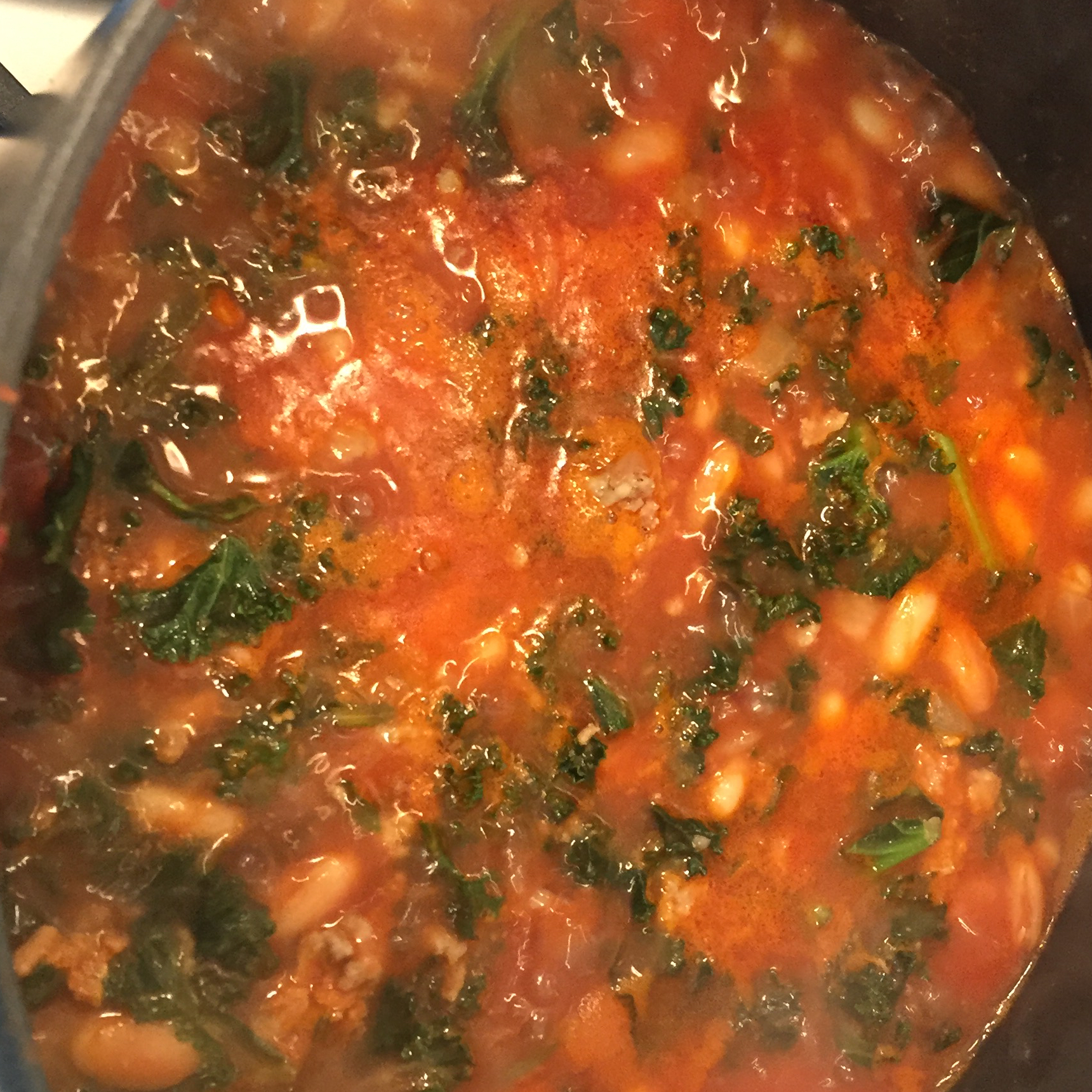 Turkey Garbanzo Bean and Kale Soup with Pasta 