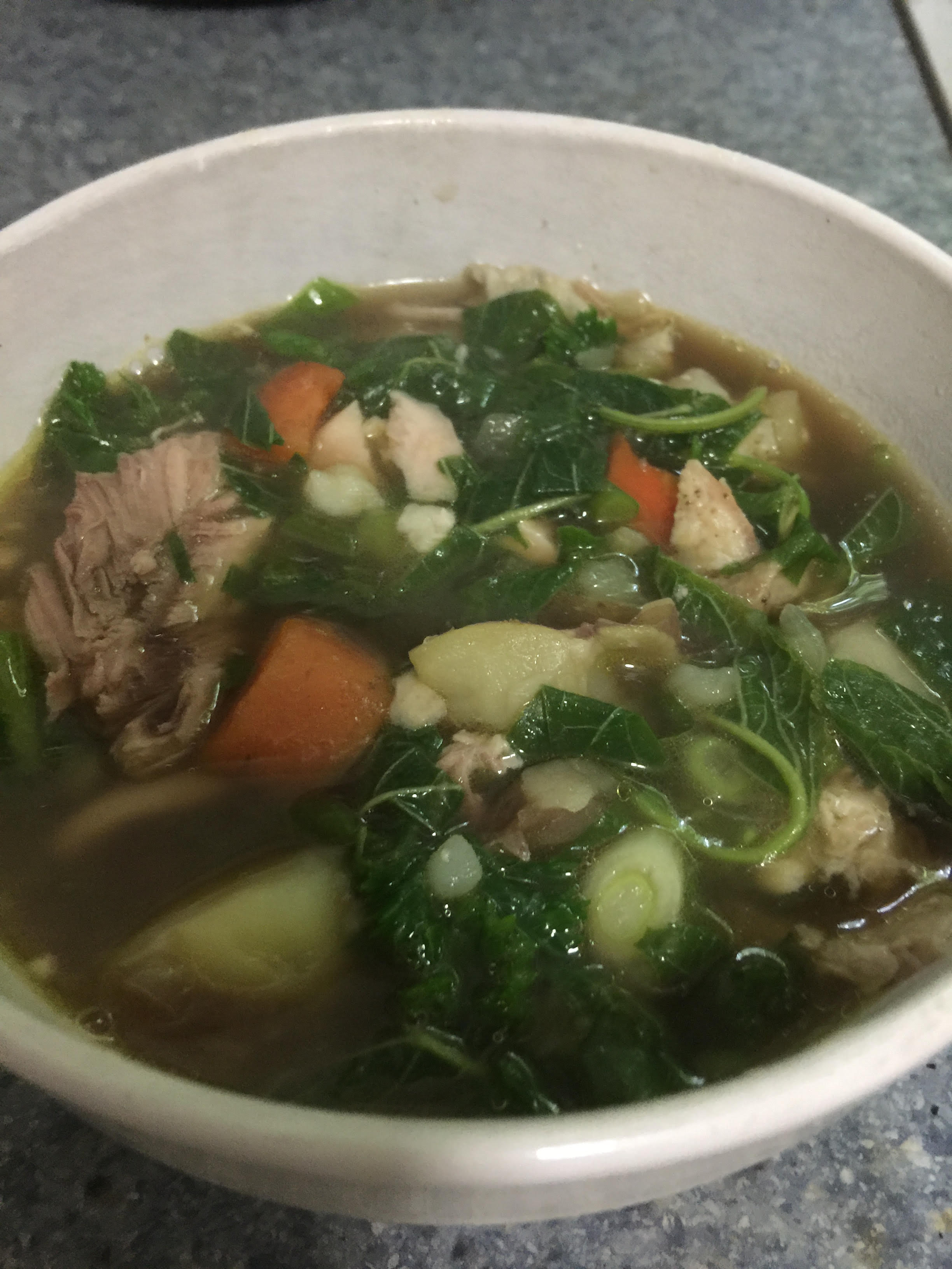 Green Amaranth and Chicken Soup