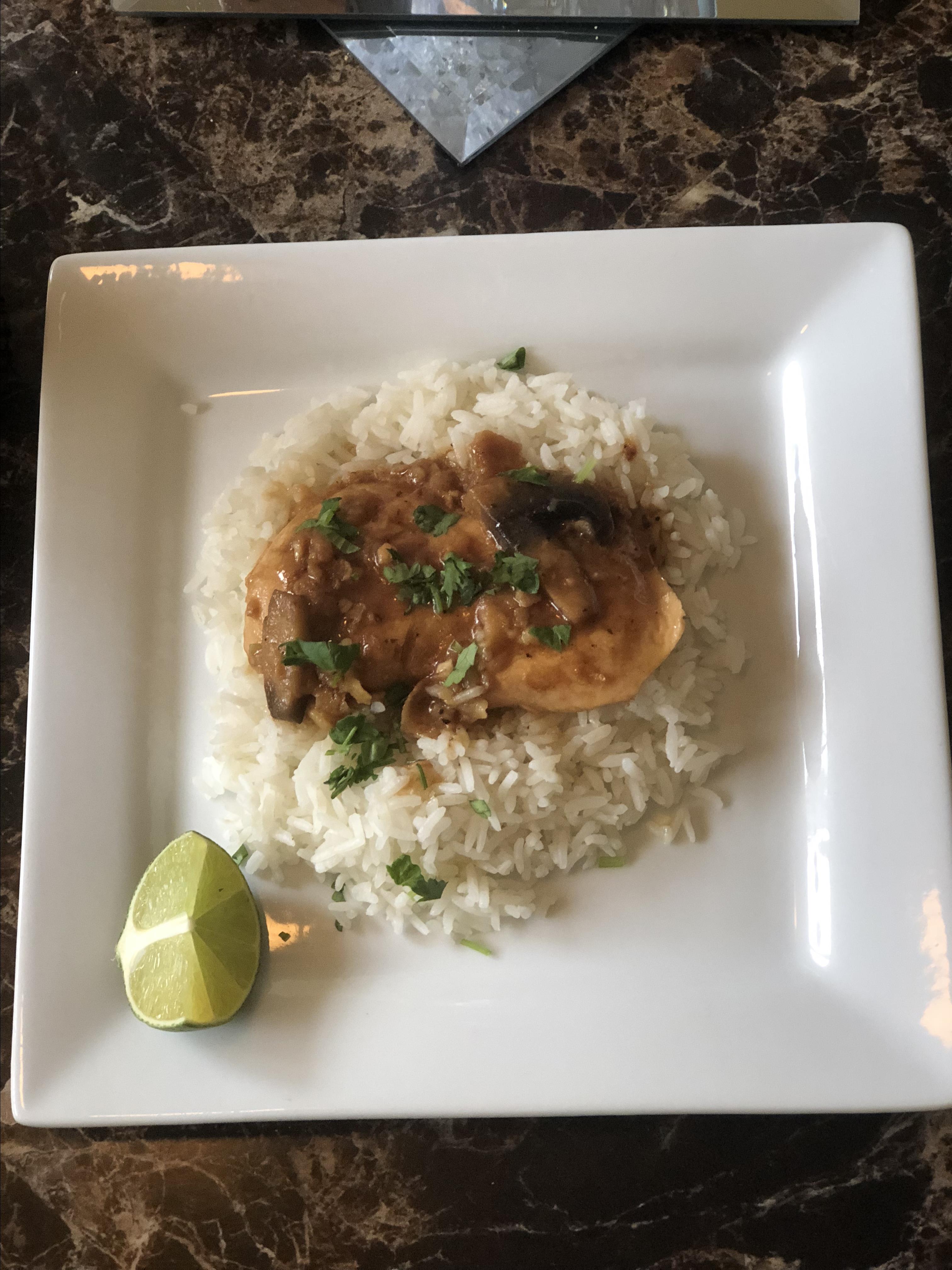 Chicken Marsala Over White Rice 