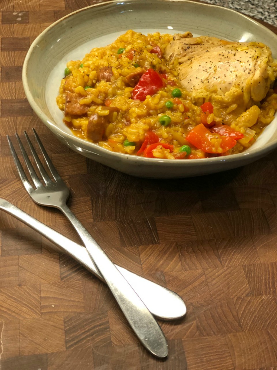 Pressure Cooker Paella with Chicken Thighs and Smoked Sausage Diana71