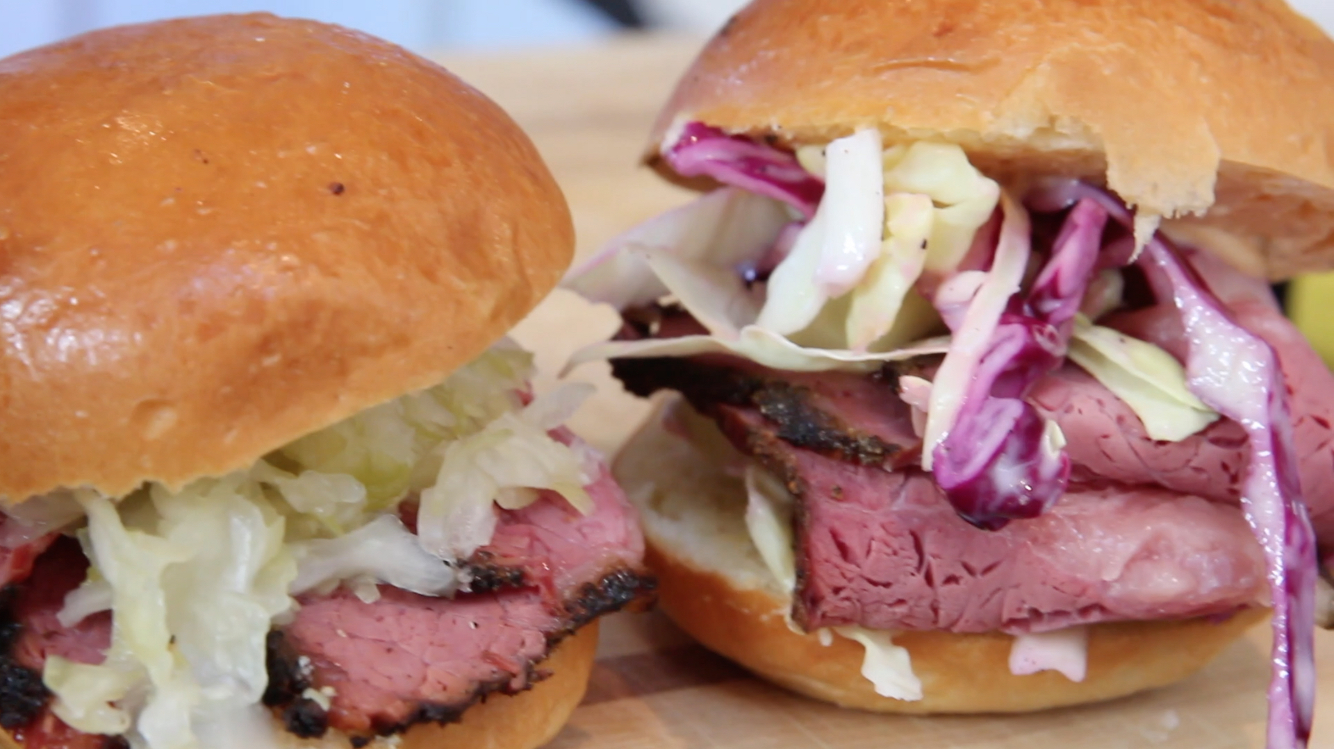 Smoked Corned Beef Sandwiches  following Coleslaw
