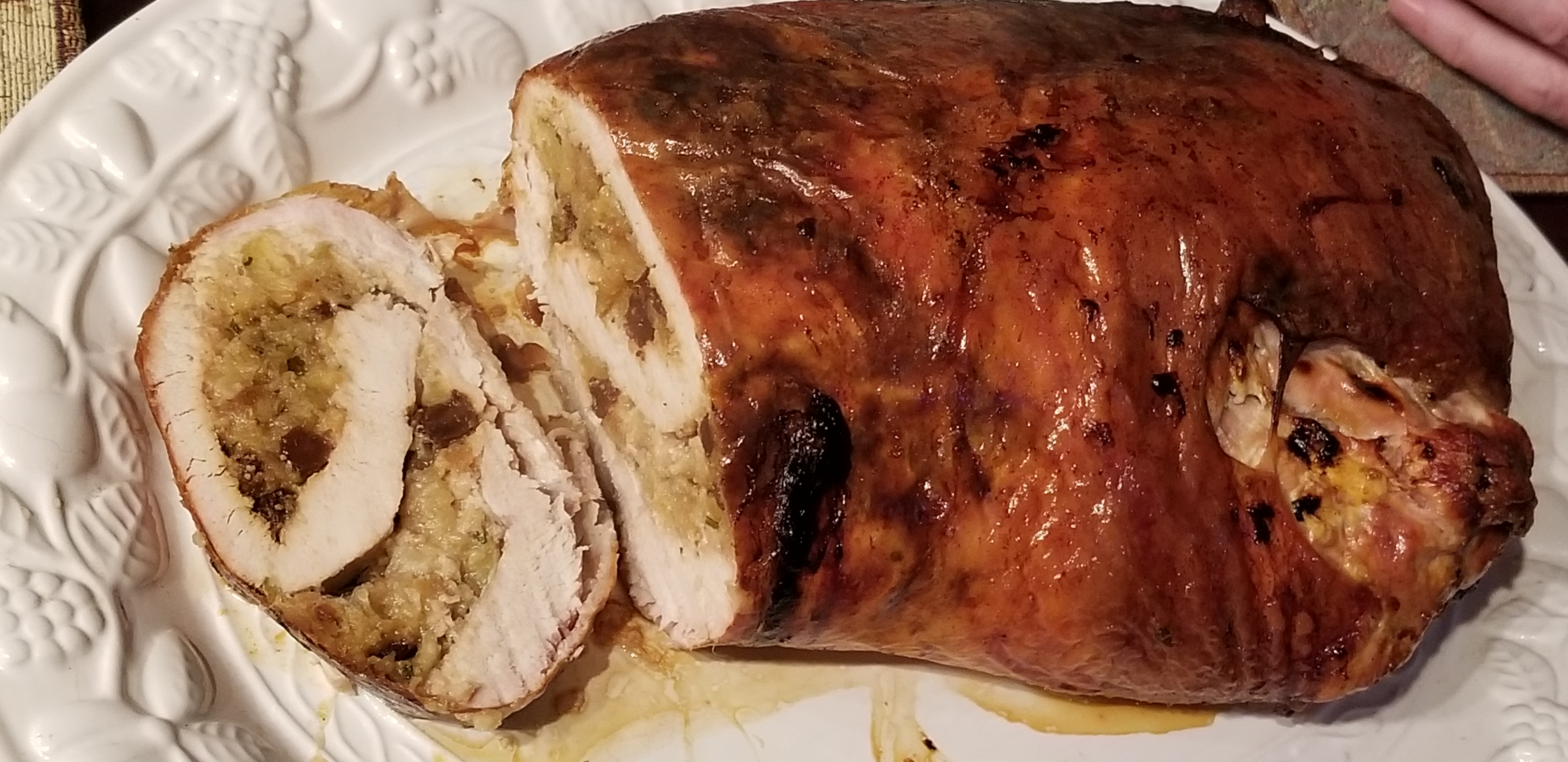 Turkey Breast Roulade with Apple and Raisin Stuffing 