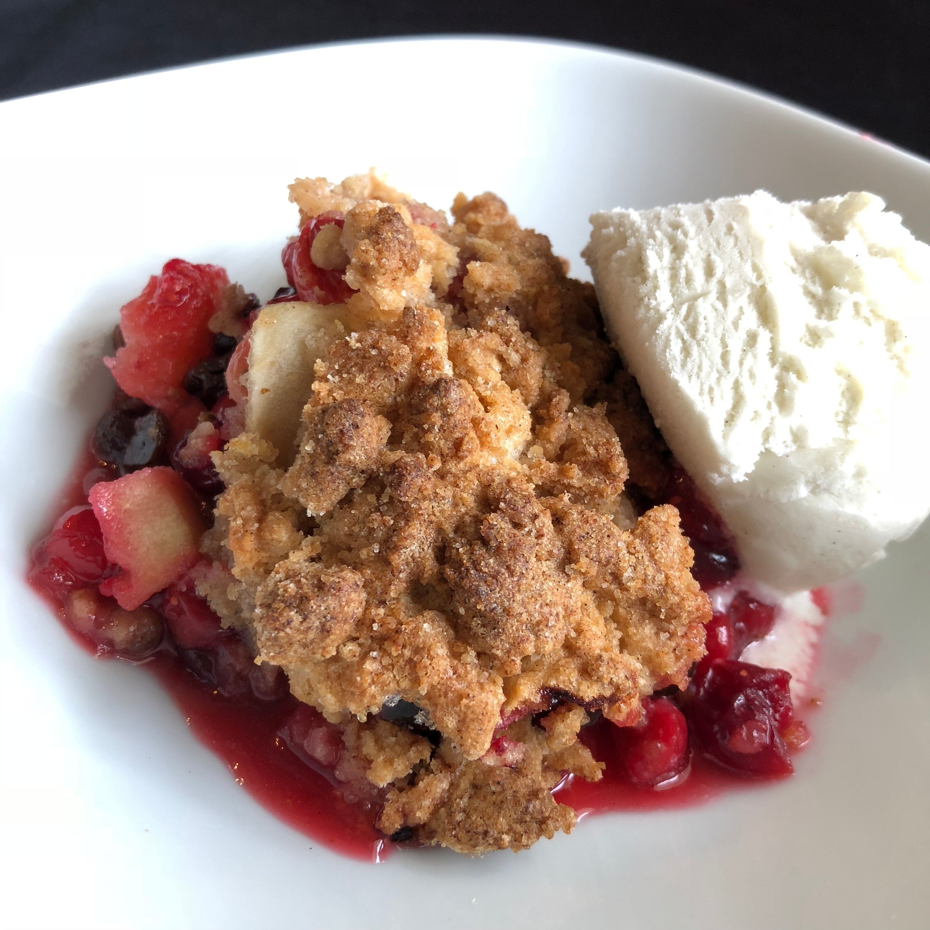 <p>Apples and cranberries come together to create a luscious crumble that is sure to produce a lot of "mms" at the Thanksgiving table. To really impress your guests, top this dish with heavy cream, whipped cream, or ice cream. </p>
                          