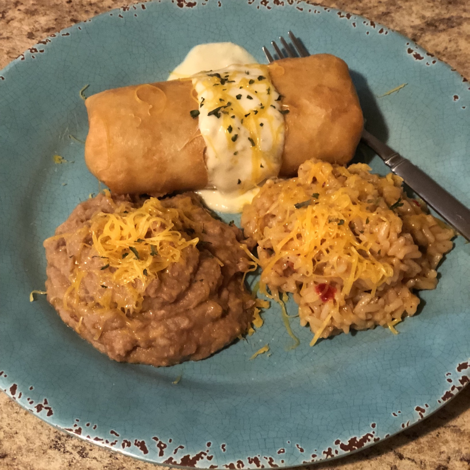 Chicken Chimichangas with Sour Cream Sauce 