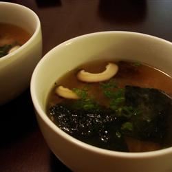 Japanese Soup with Tofu and Mushrooms 