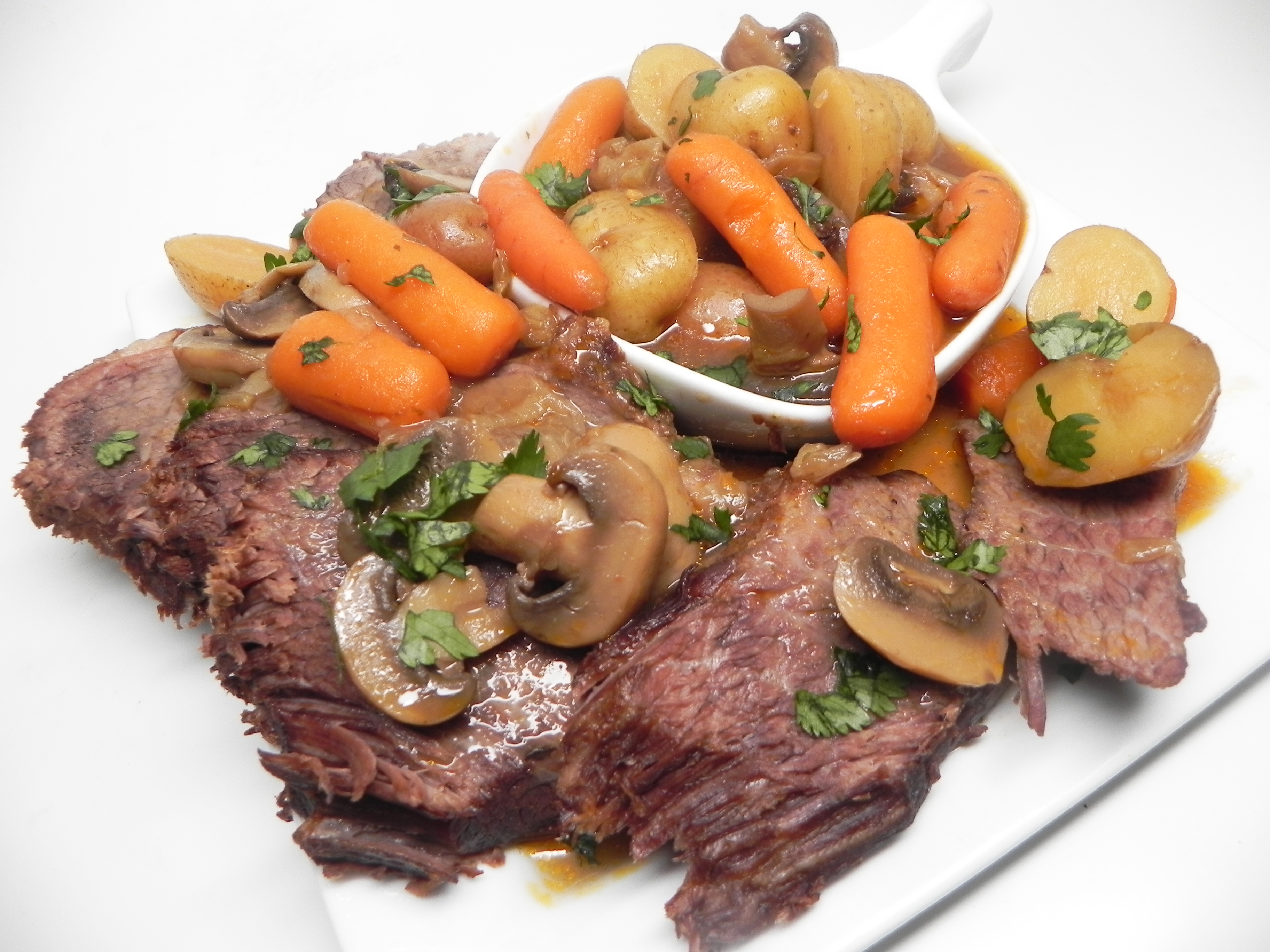 Pressure Cooker Chuck Roast with Veggies and Gravy 
