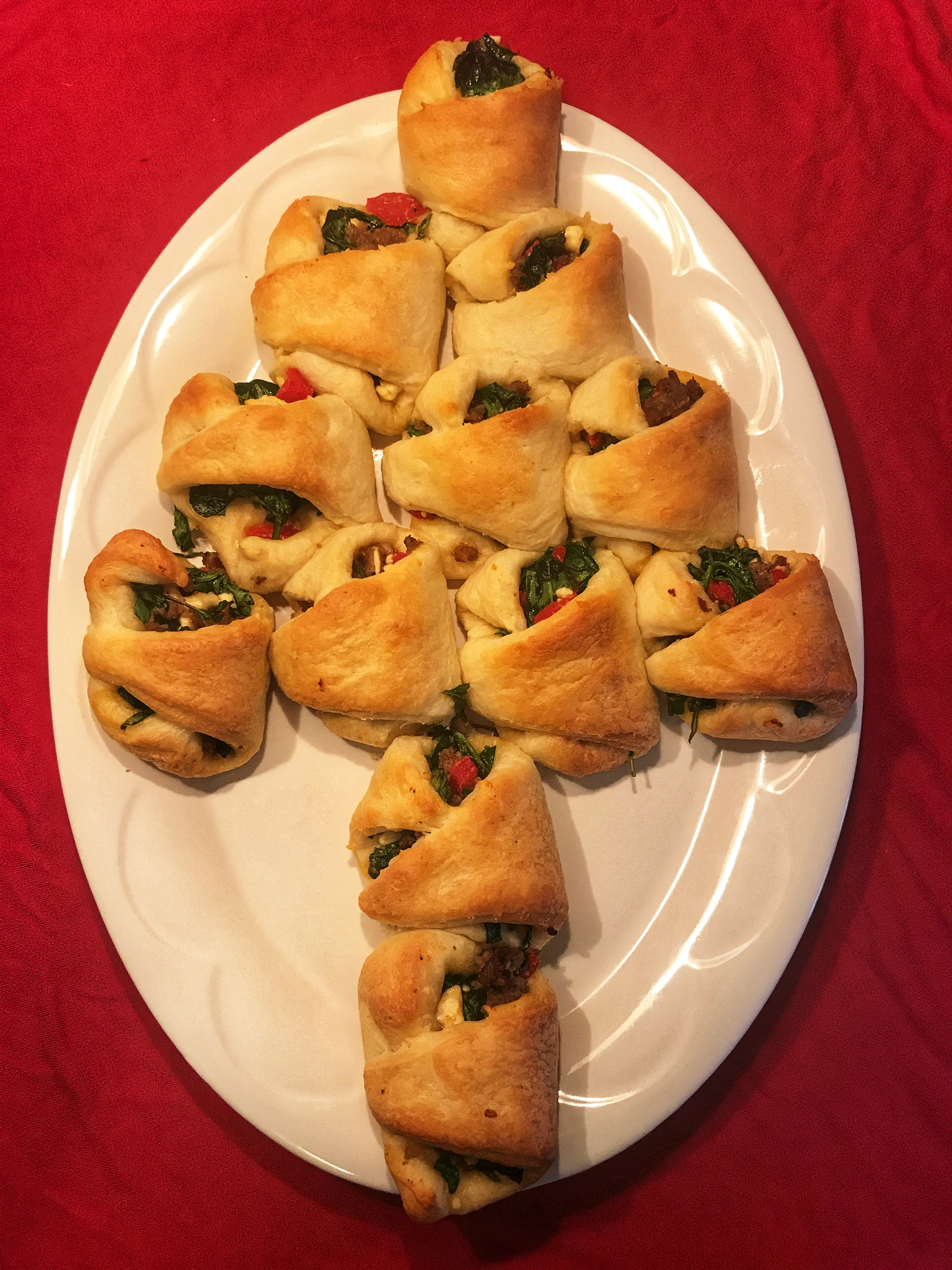 Sausage and Feta Crescent Roll Christmas Tree 