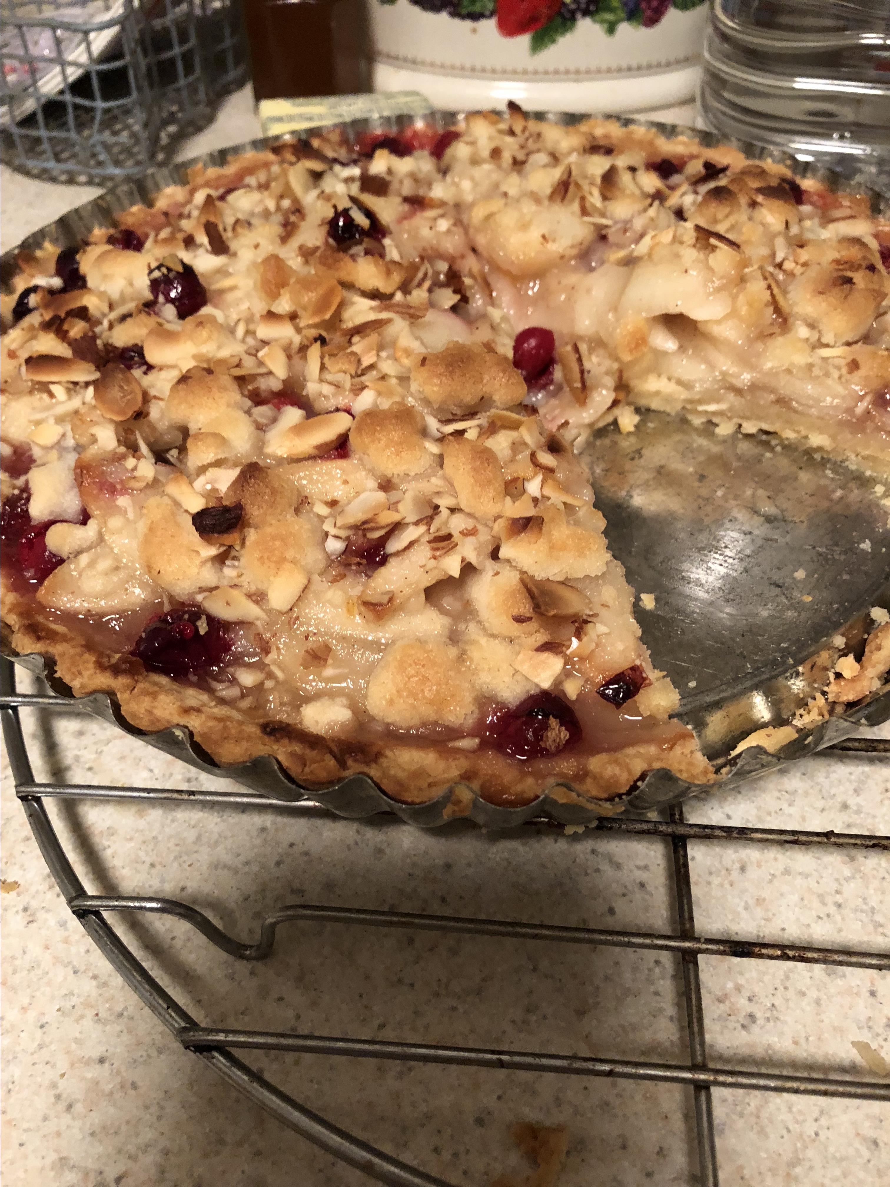 Streusel Topped Cranberry Pear Tart 