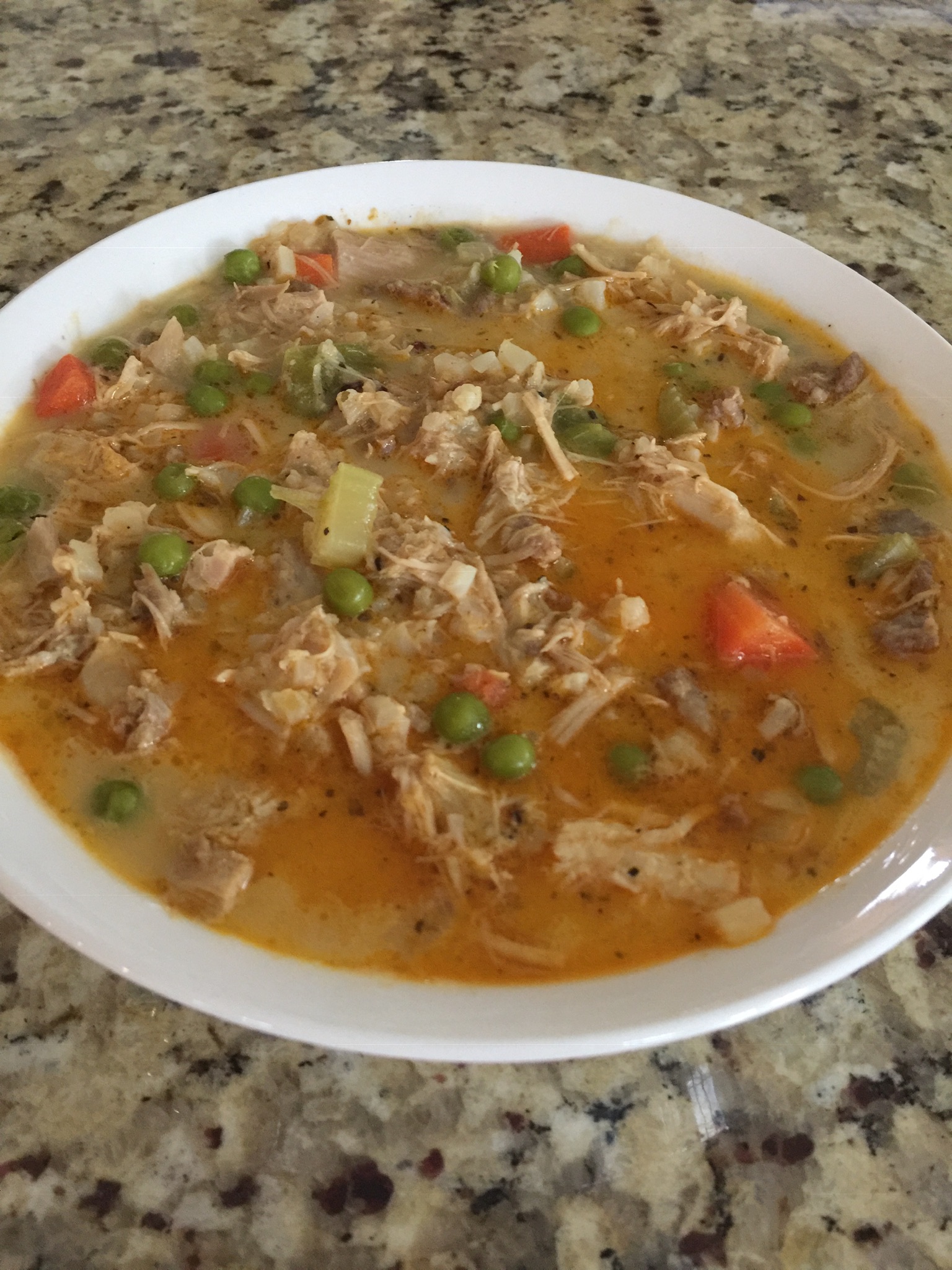 Low-Carb Spicy Turkey Soup with Cauliflower Rice 