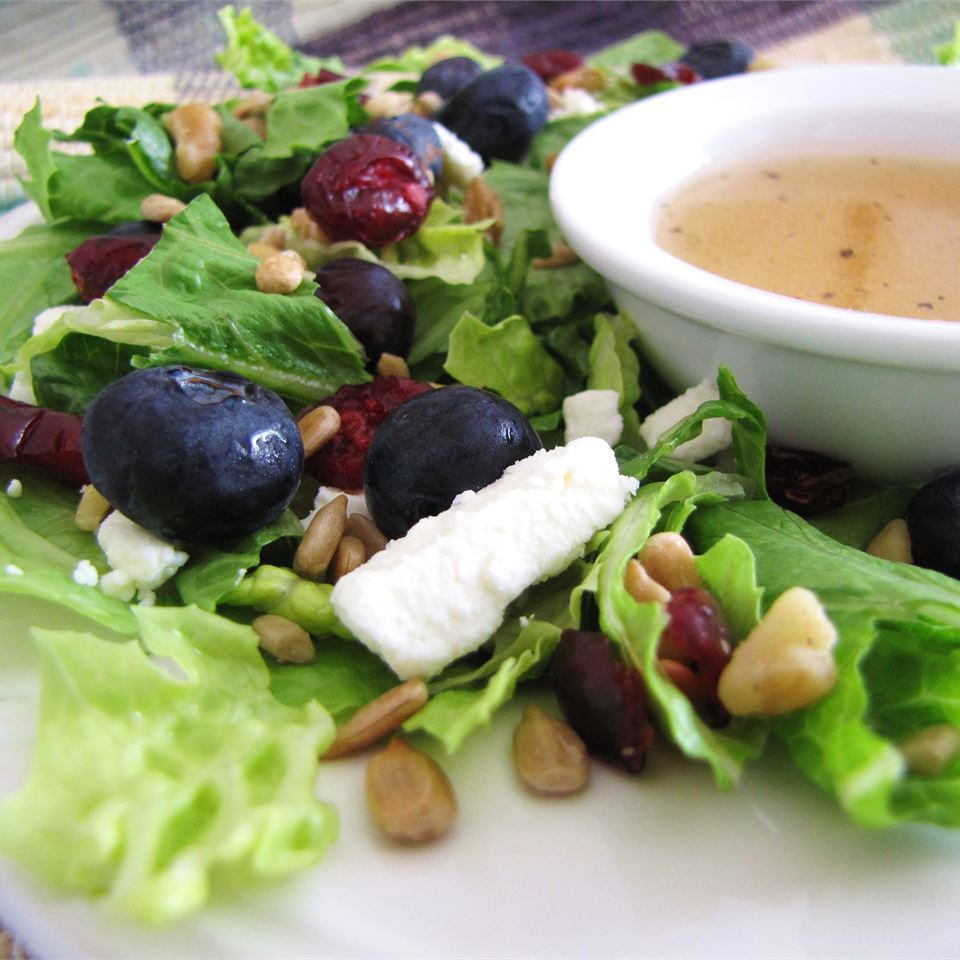 Deliciously Sweet Salad with Maple, Nuts, Seeds, Blueberries, and Goat Cheese