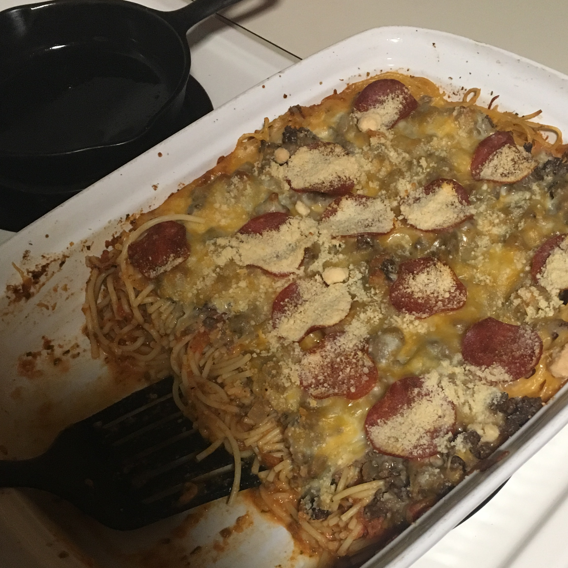Pizza Spaghetti Casserole 
