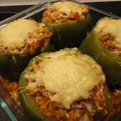 Green Bell Peppers stuffed with Tomato Lentil Couscous Lexie Zweifel Huber