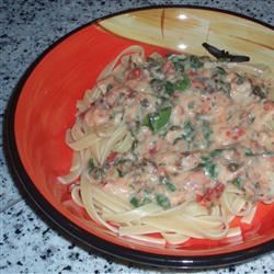 Salmon and Spinach Fettuccine 
